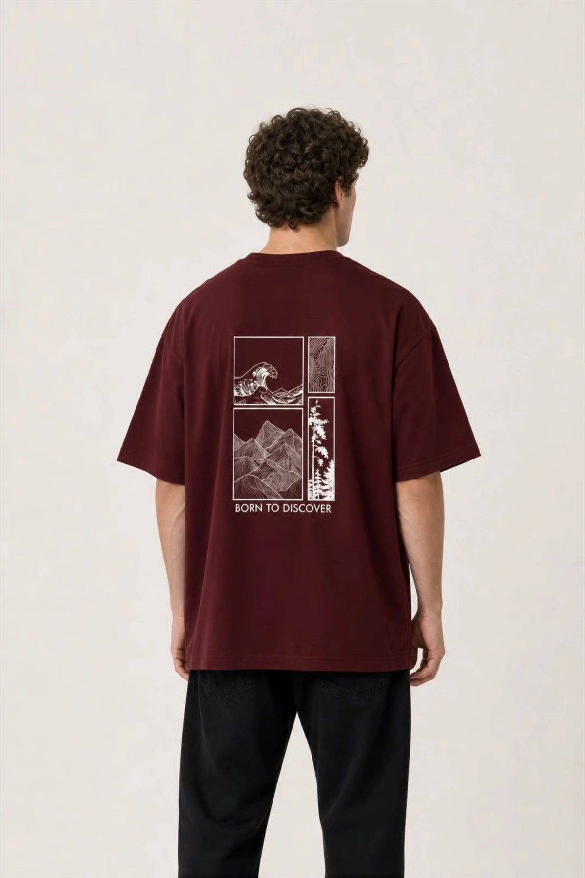 Men's Wine Born to Discover Oversized T-Shirt