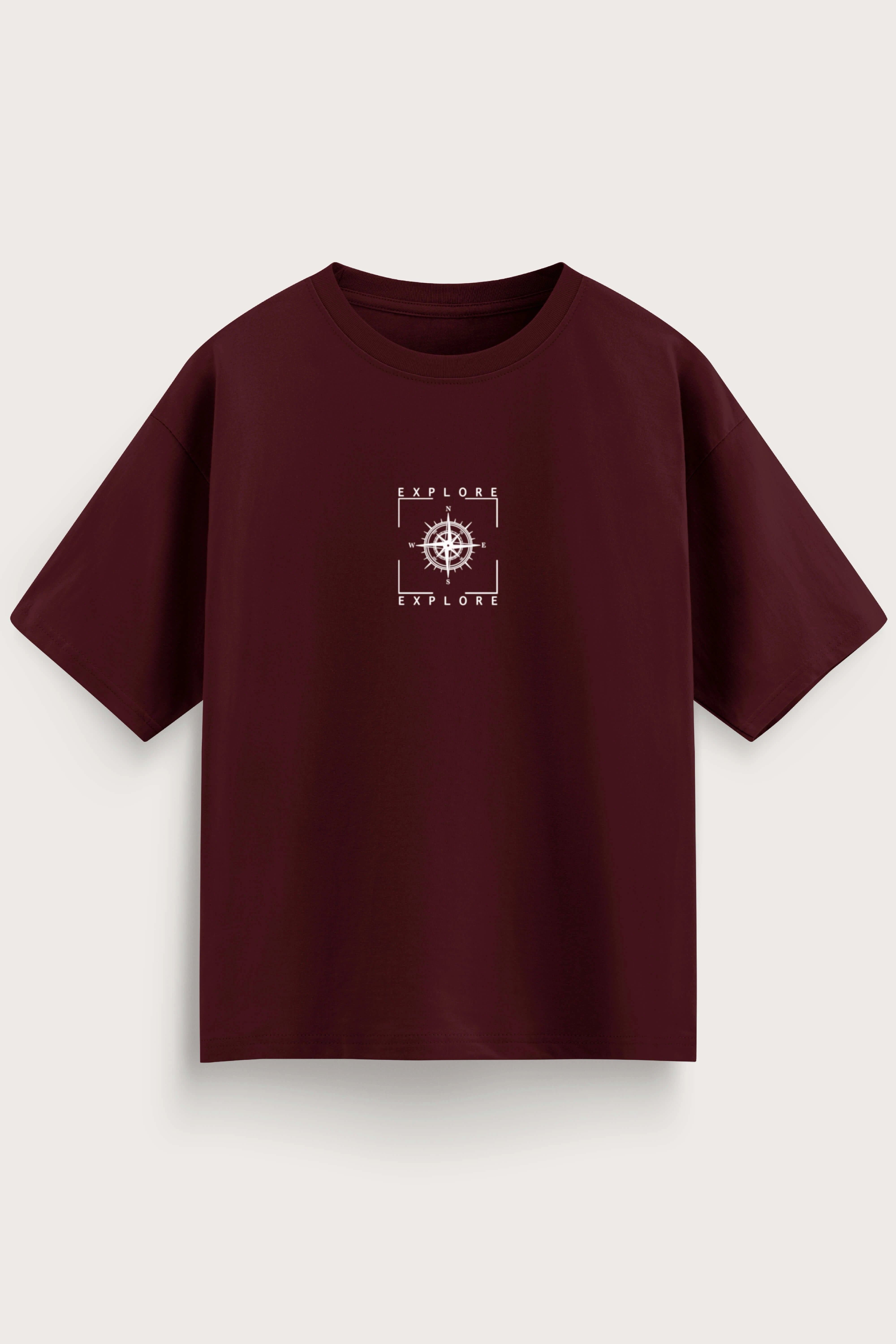 Men's Wine Explore Oversized T-Shirt
