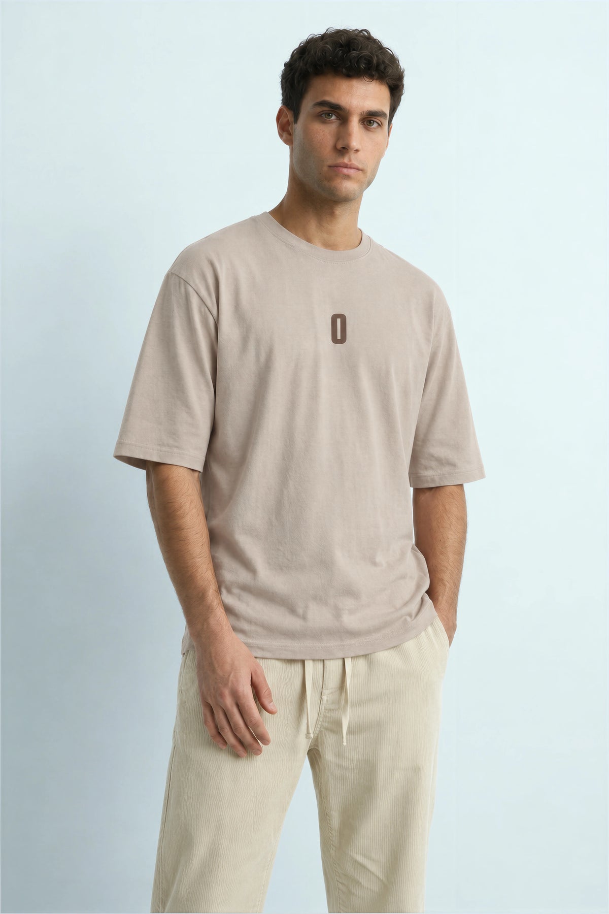 Relaxed Fit 0 Beige T‑Shirt for Men