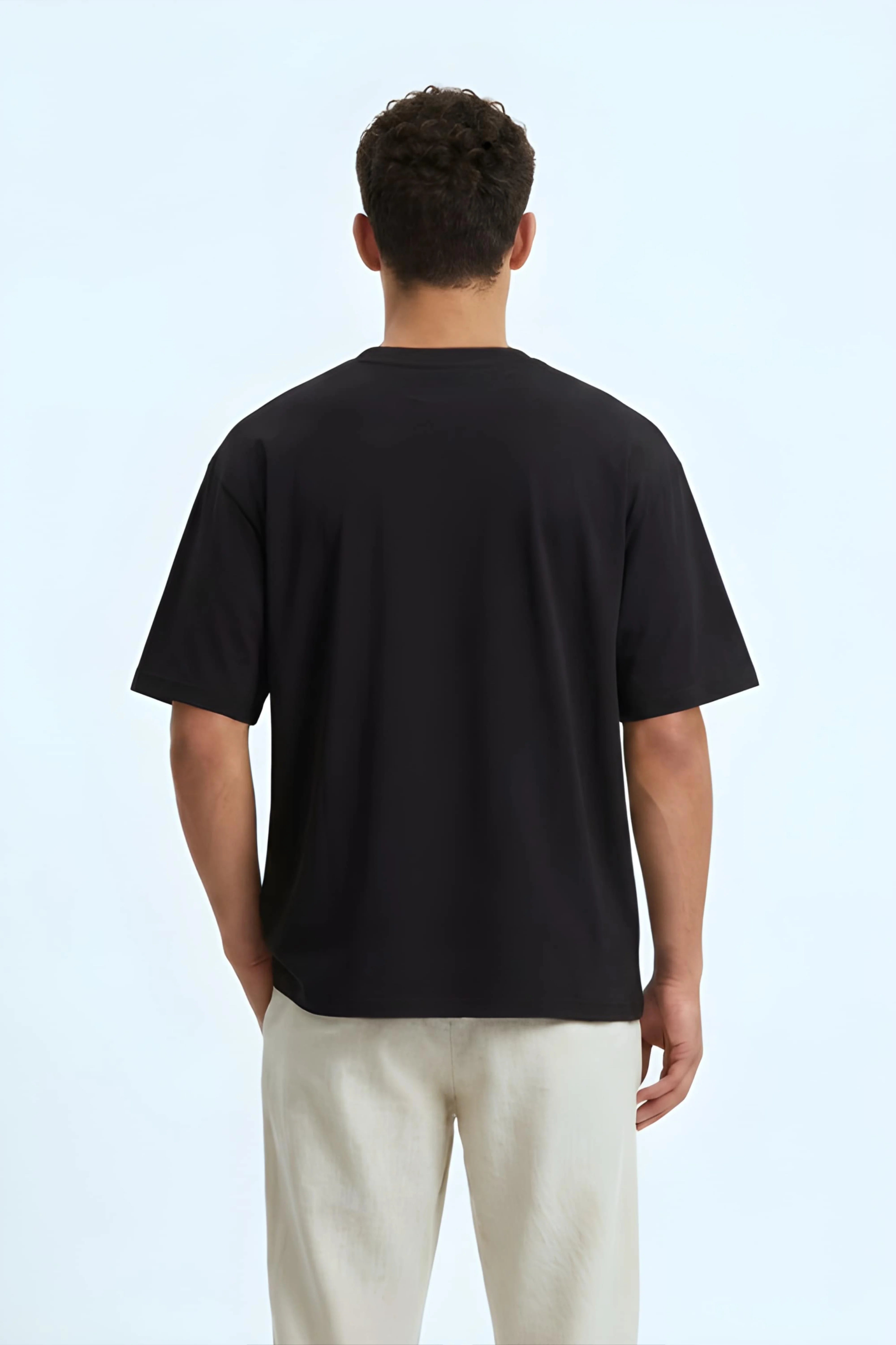 Relaxed Fit 0 Black T‑Shirt for Men
