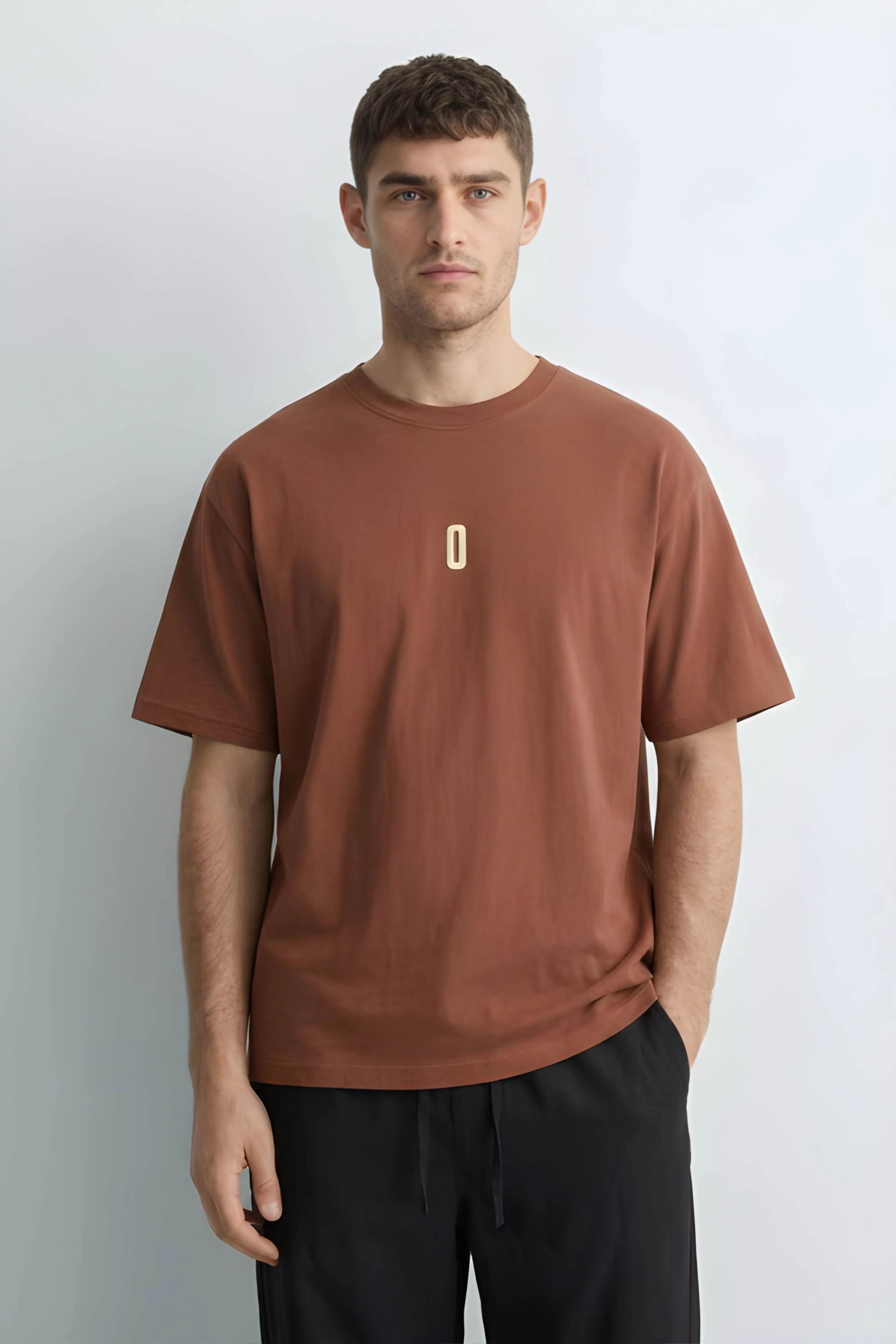 Relaxed Fit 0 Brown T‑Shirt for Men