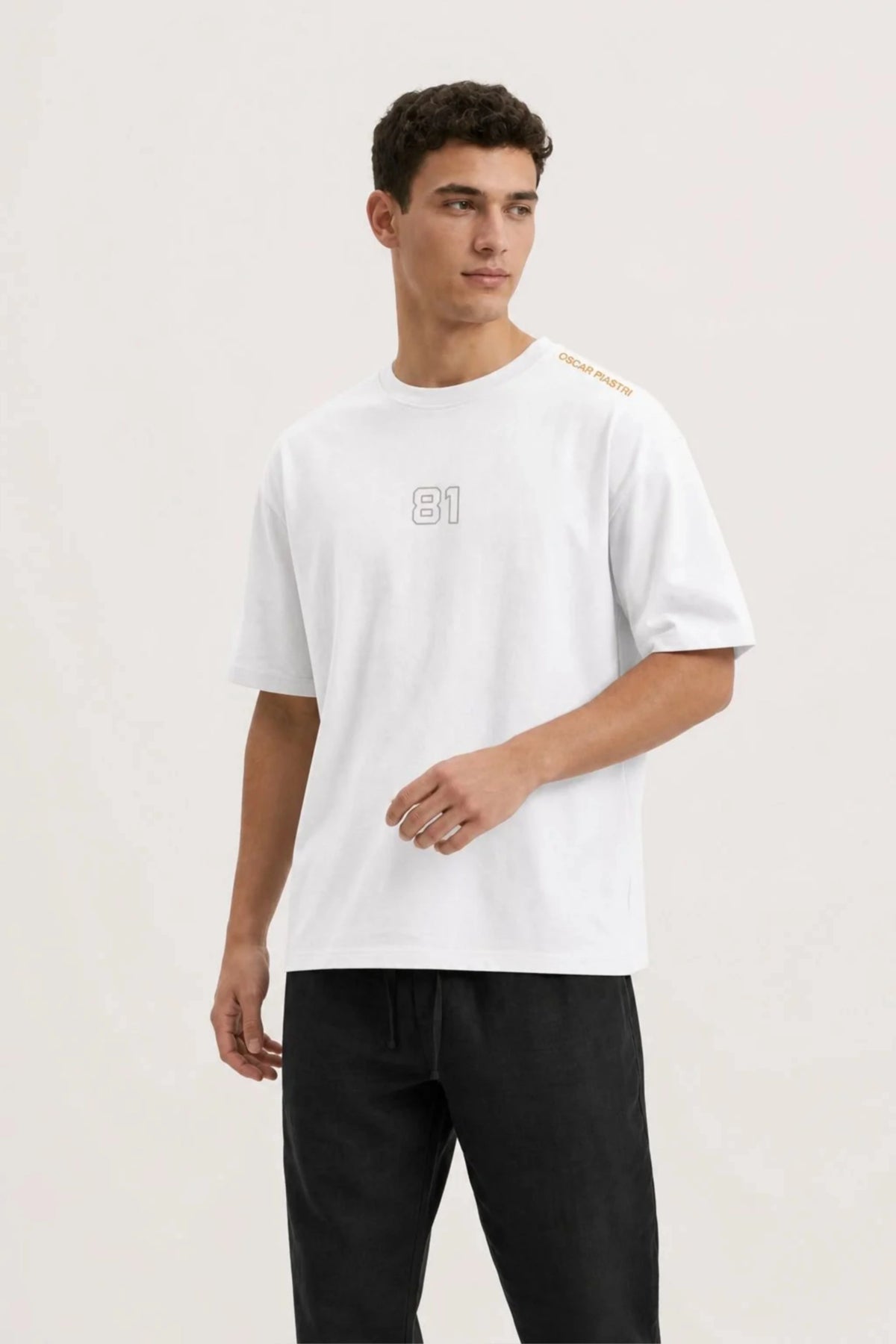 Oscar Piastri T-Shirt Oversized Fit White 240 GSM Sustainable Cotton