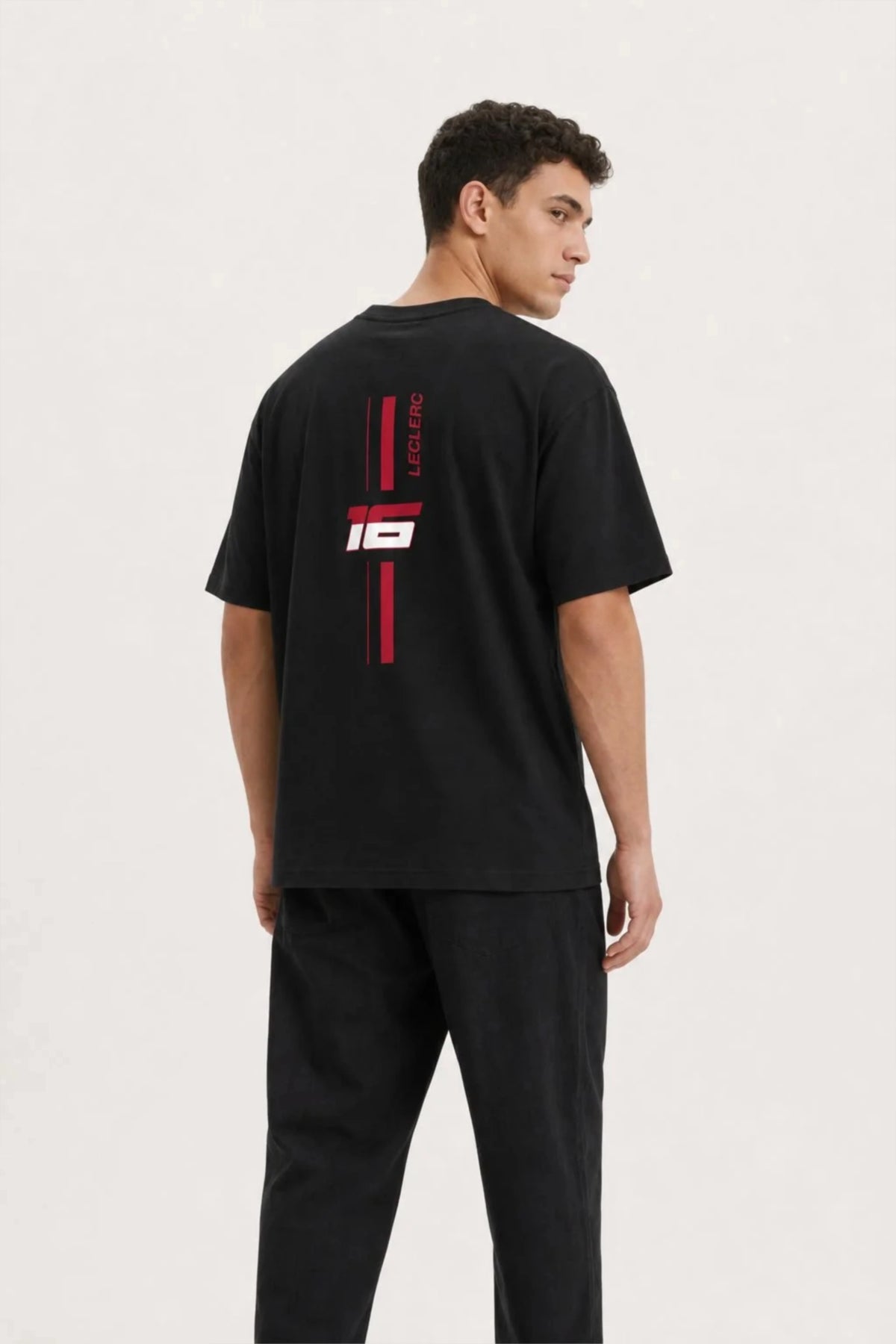 ⁠Charles Leclerc T-Shirt Oversized Fit Black 240 GSM Cotton