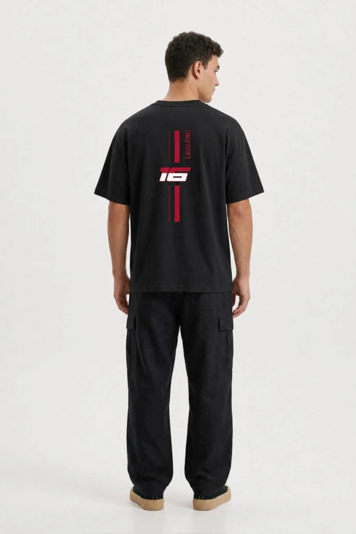 ⁠Charles Leclerc T-Shirt Oversized Fit Black 240 GSM Cotton