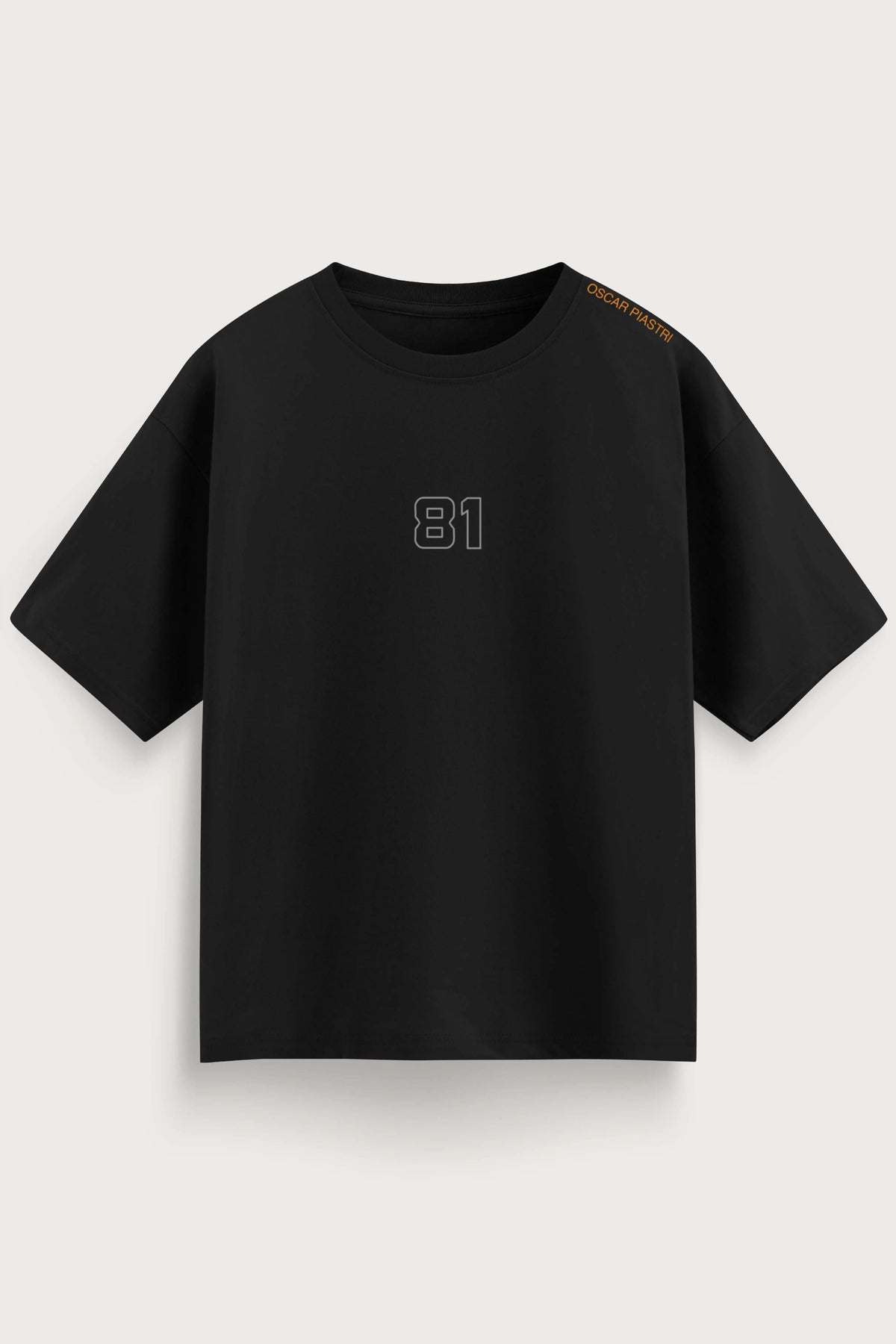 ⁠Oscar Piastri T-Shirt Oversized Fit Black 240 GSM Sustainable Cotton