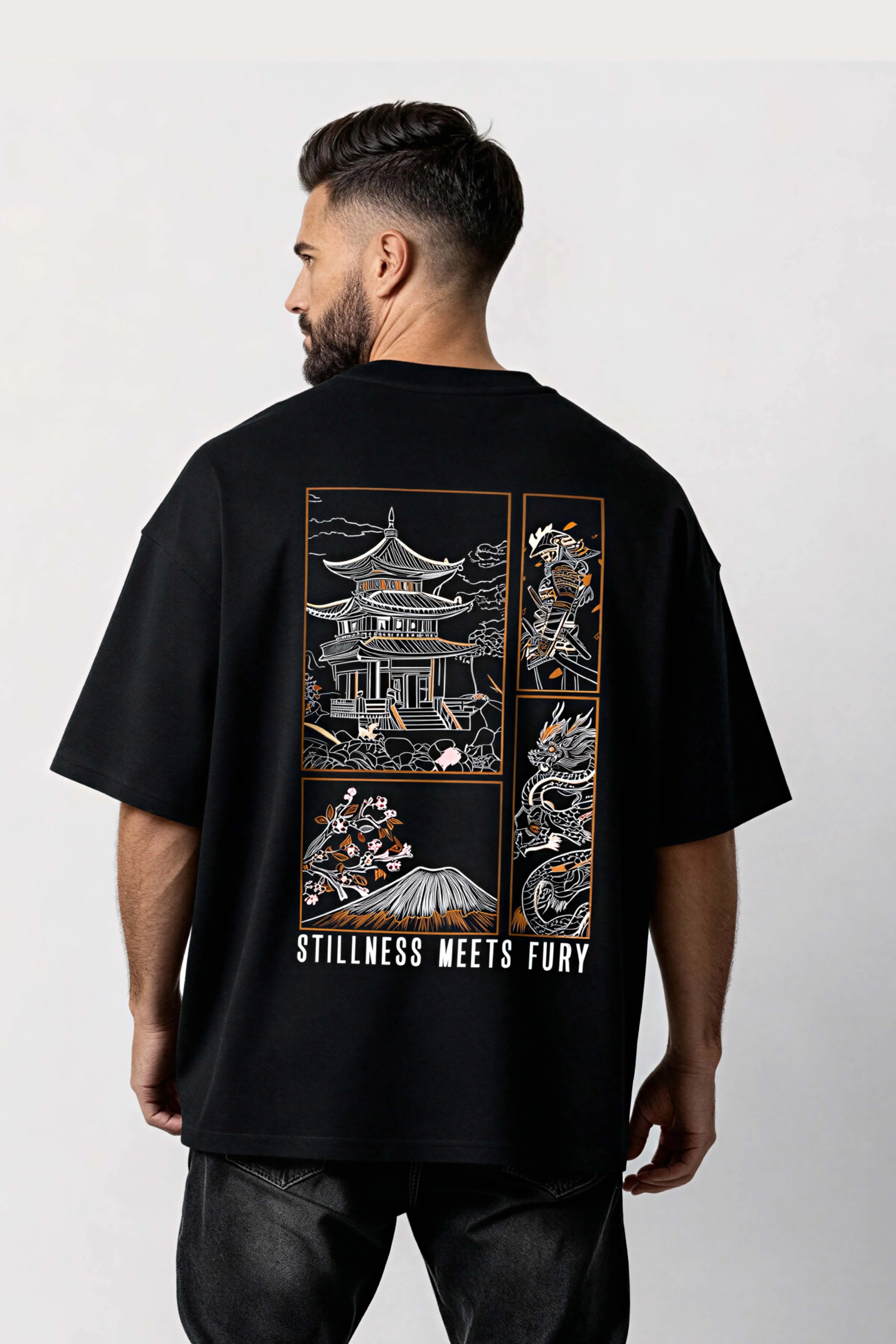 Men's Black Fury Oversized T-Shirt