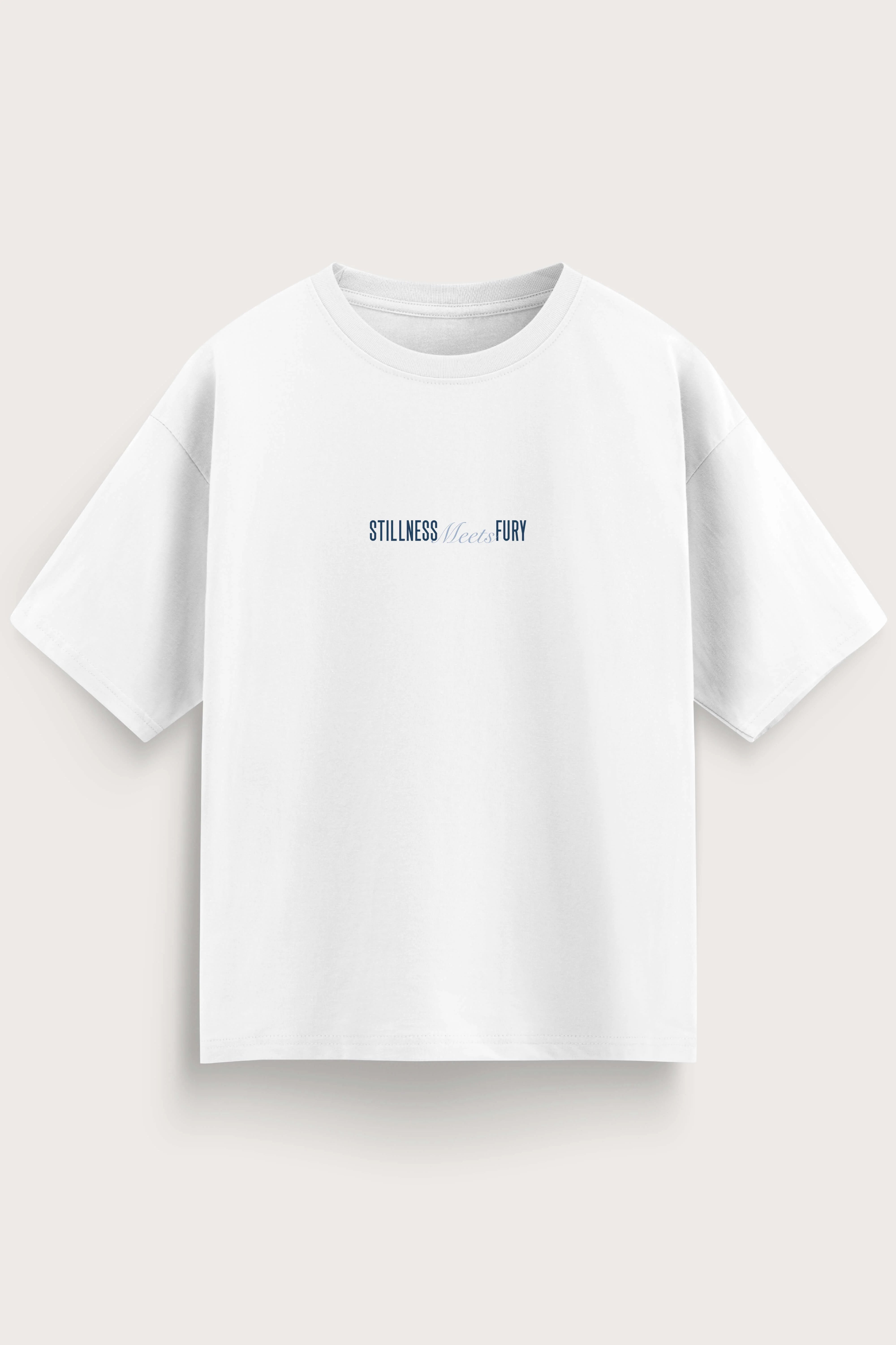 Men oversized white tshirt fury front