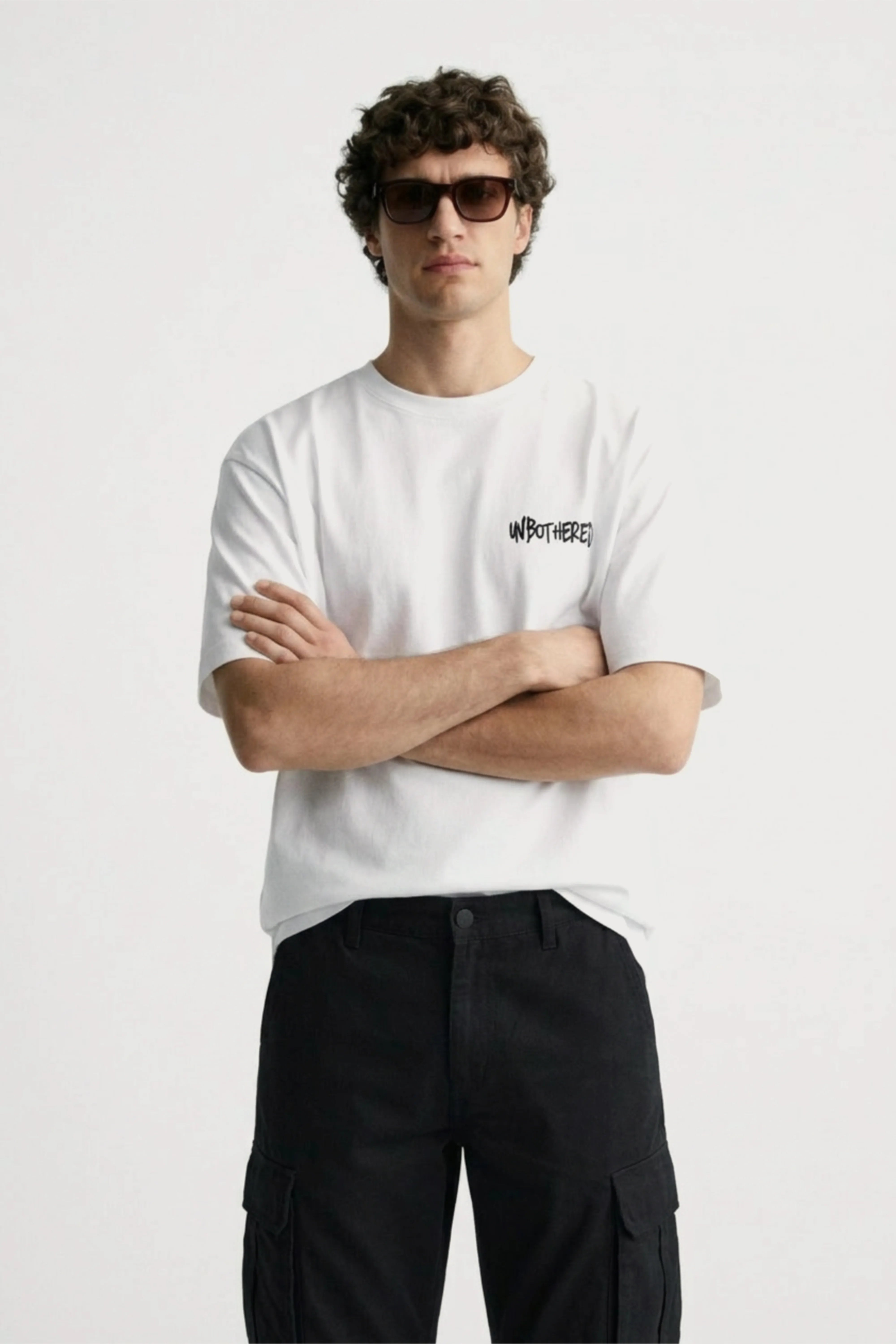 Men’s black loosefit twill cotton cargo pants