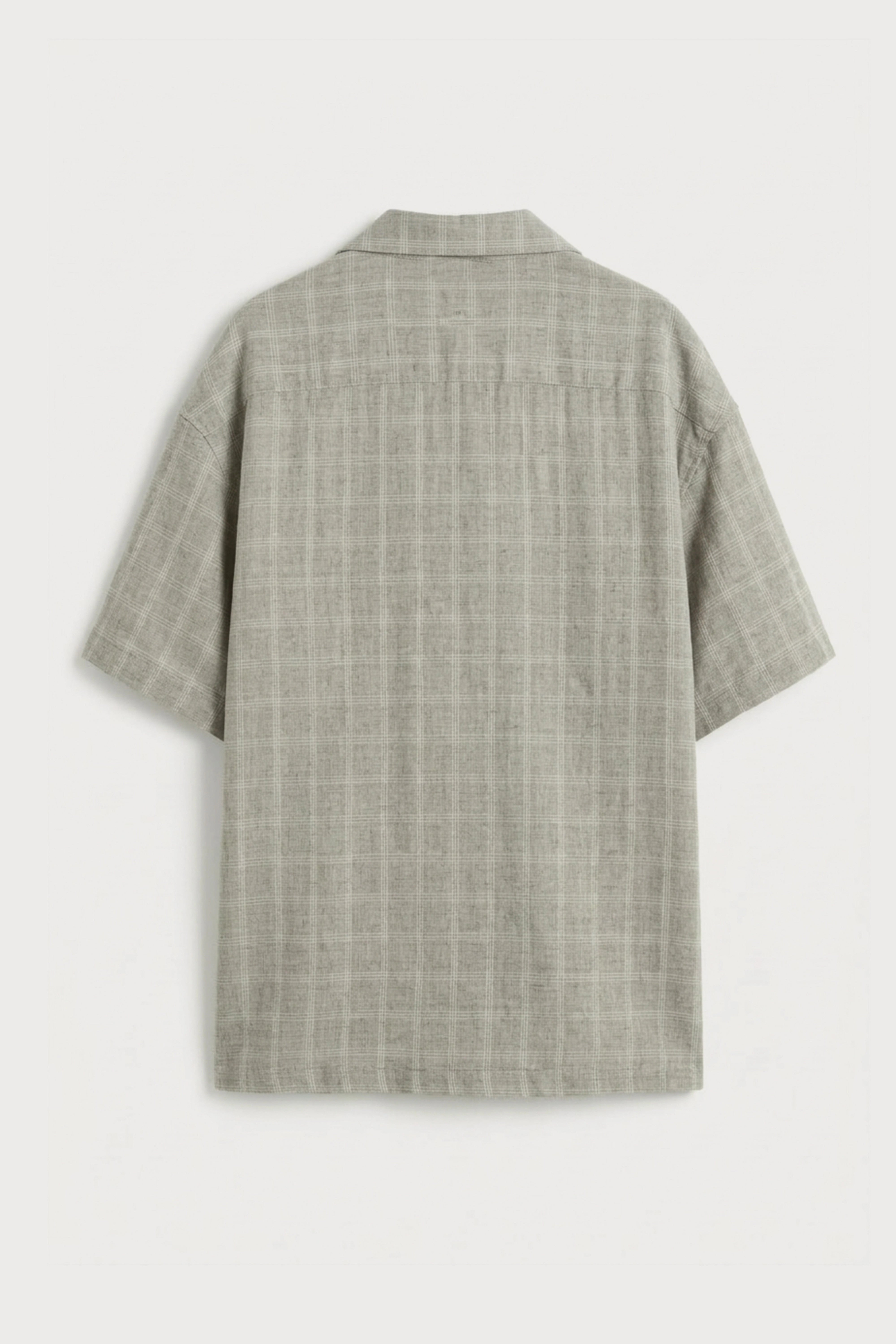 Men’s grey checked loosefit camp collar cotton shirt