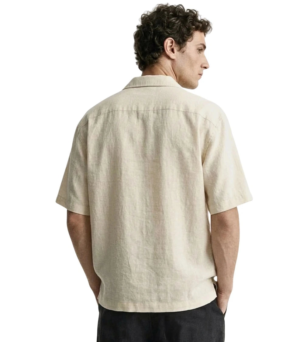 Men’s off white loosefit camp collar cotton shirt