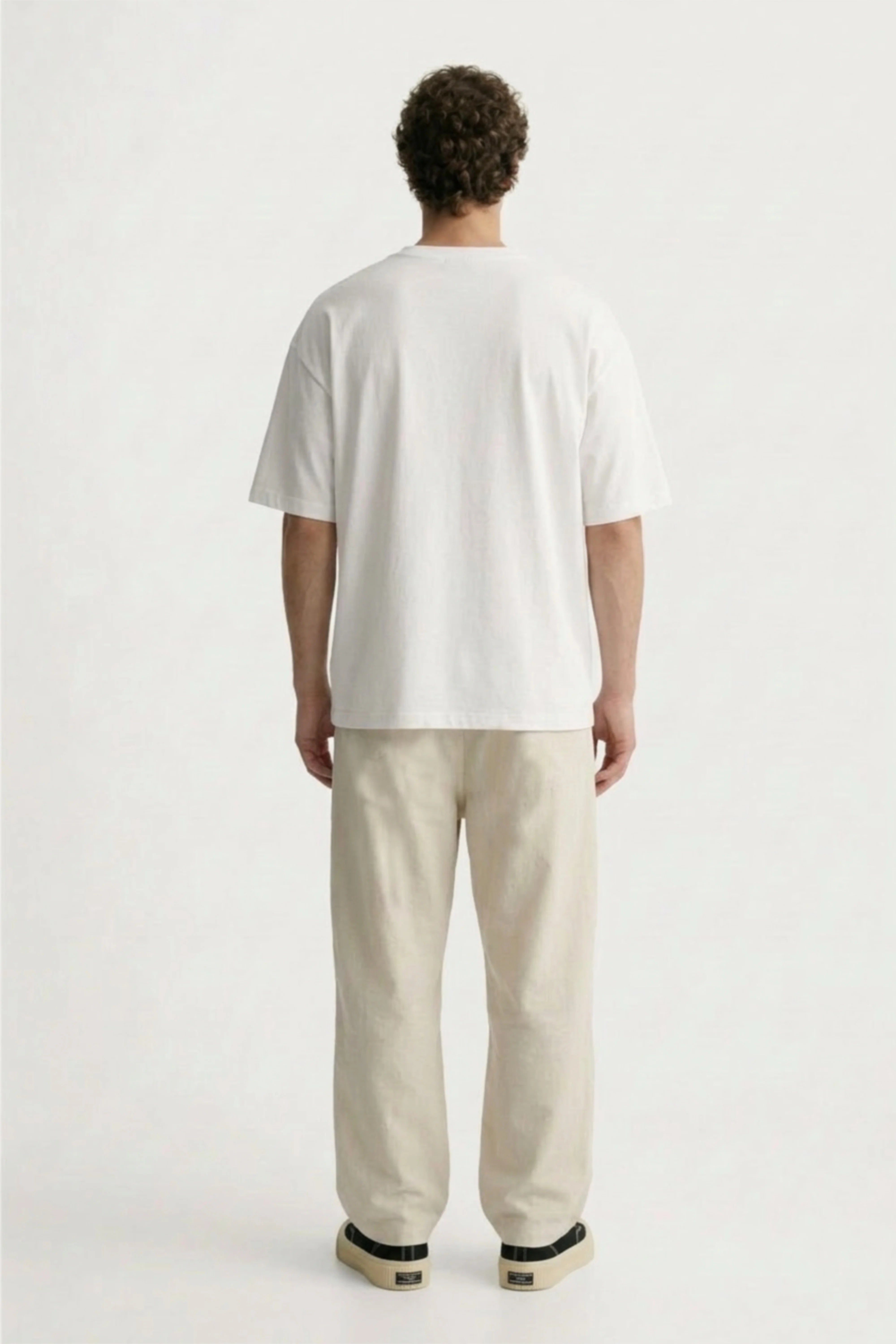 Men’s off white loosefit twill cotton joggers