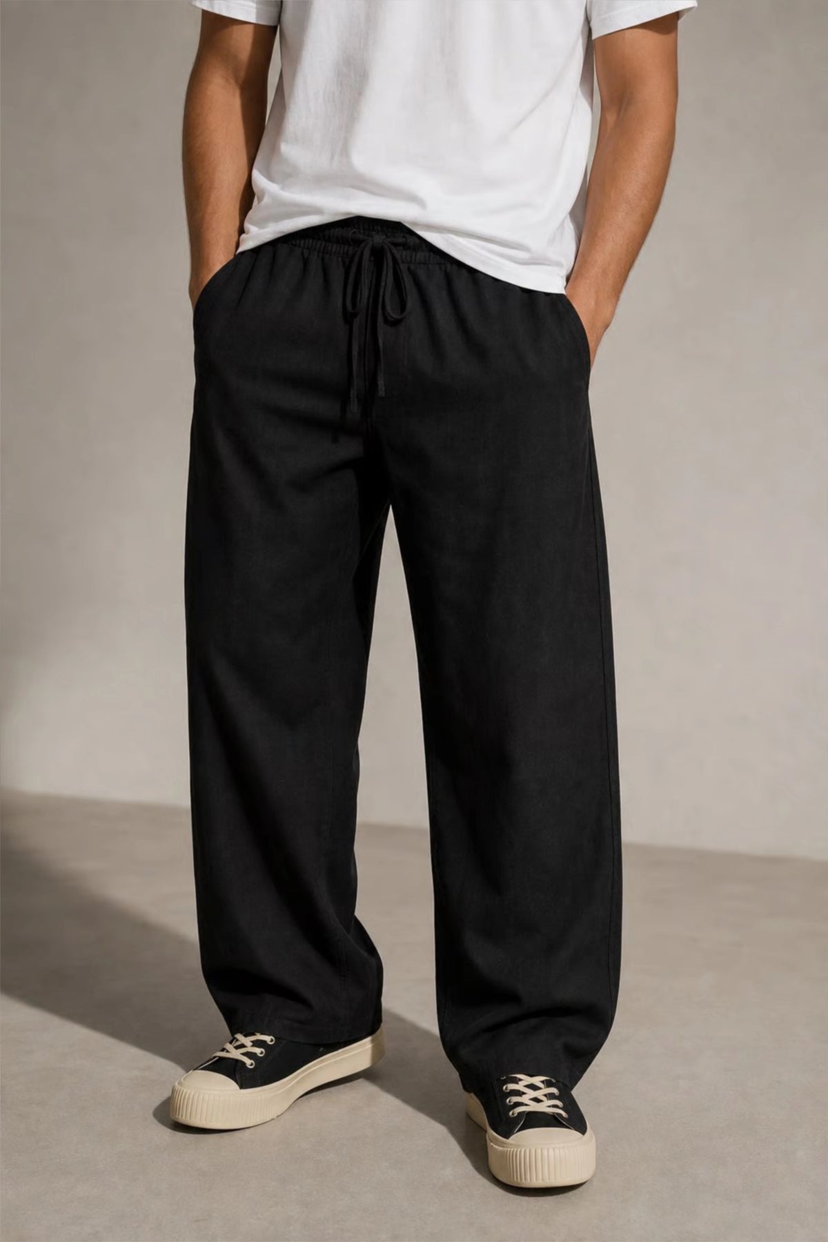 Men’s black loosefit twill cotton joggers
