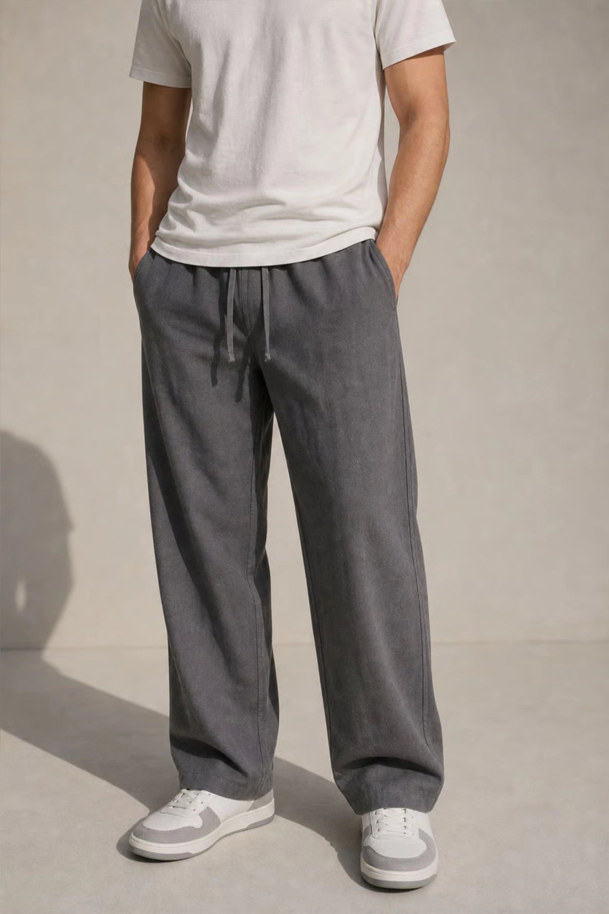 Men’s charcoal loosefit twill cotton joggers