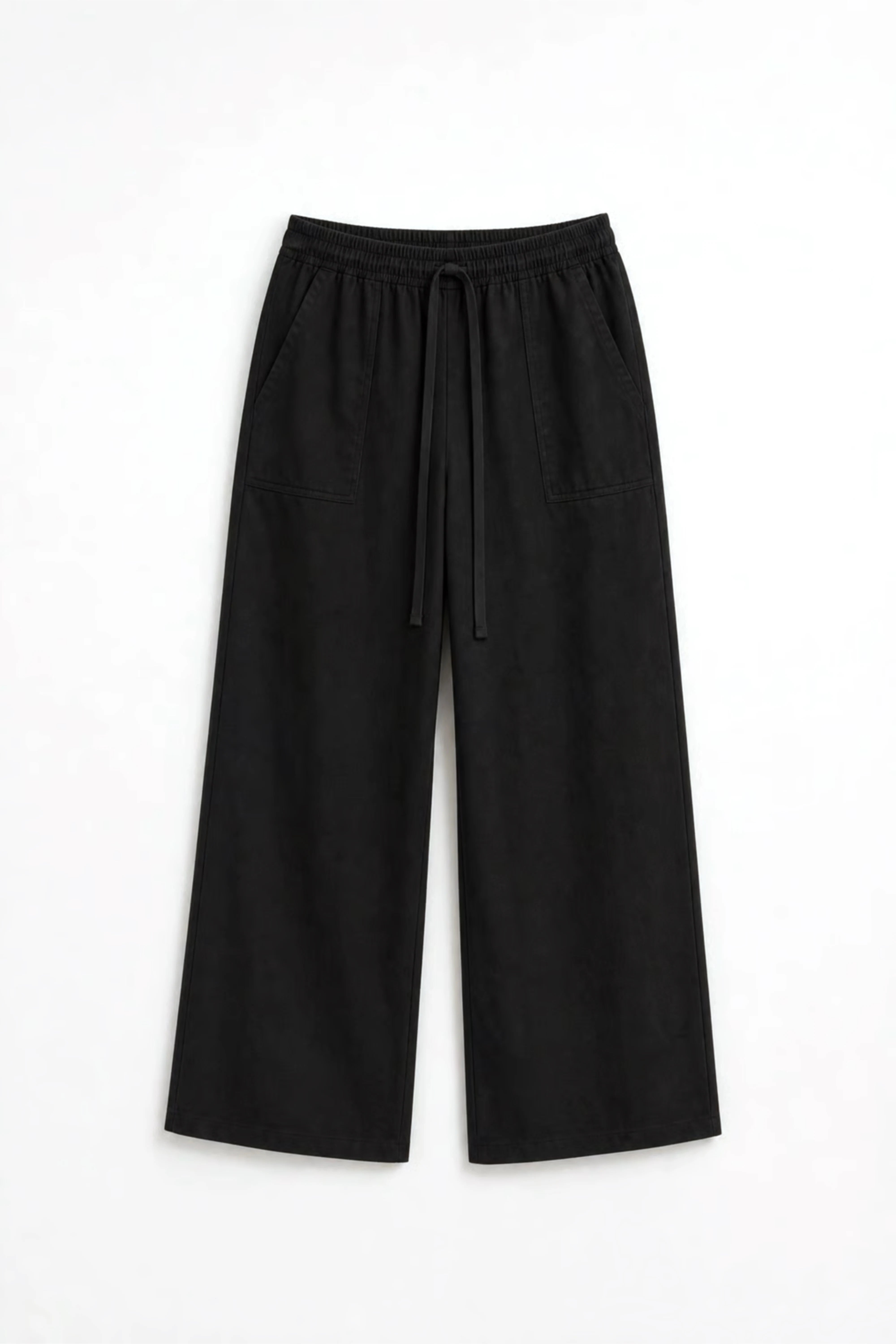 WOMEN'S BLACK LOOSE-FIT COTTON TROUSER