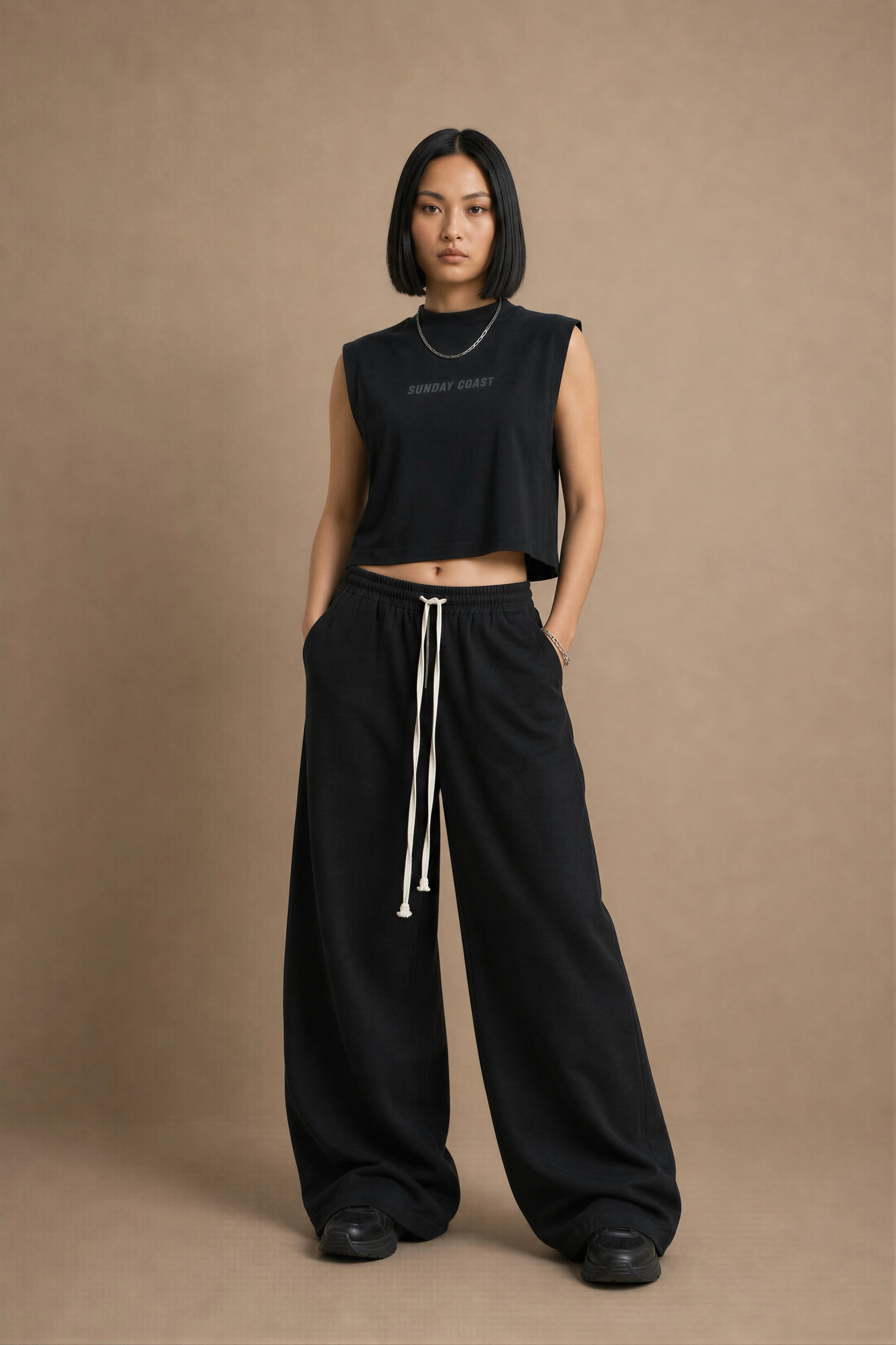 Women's Black Soft Knit Baggy Joggers