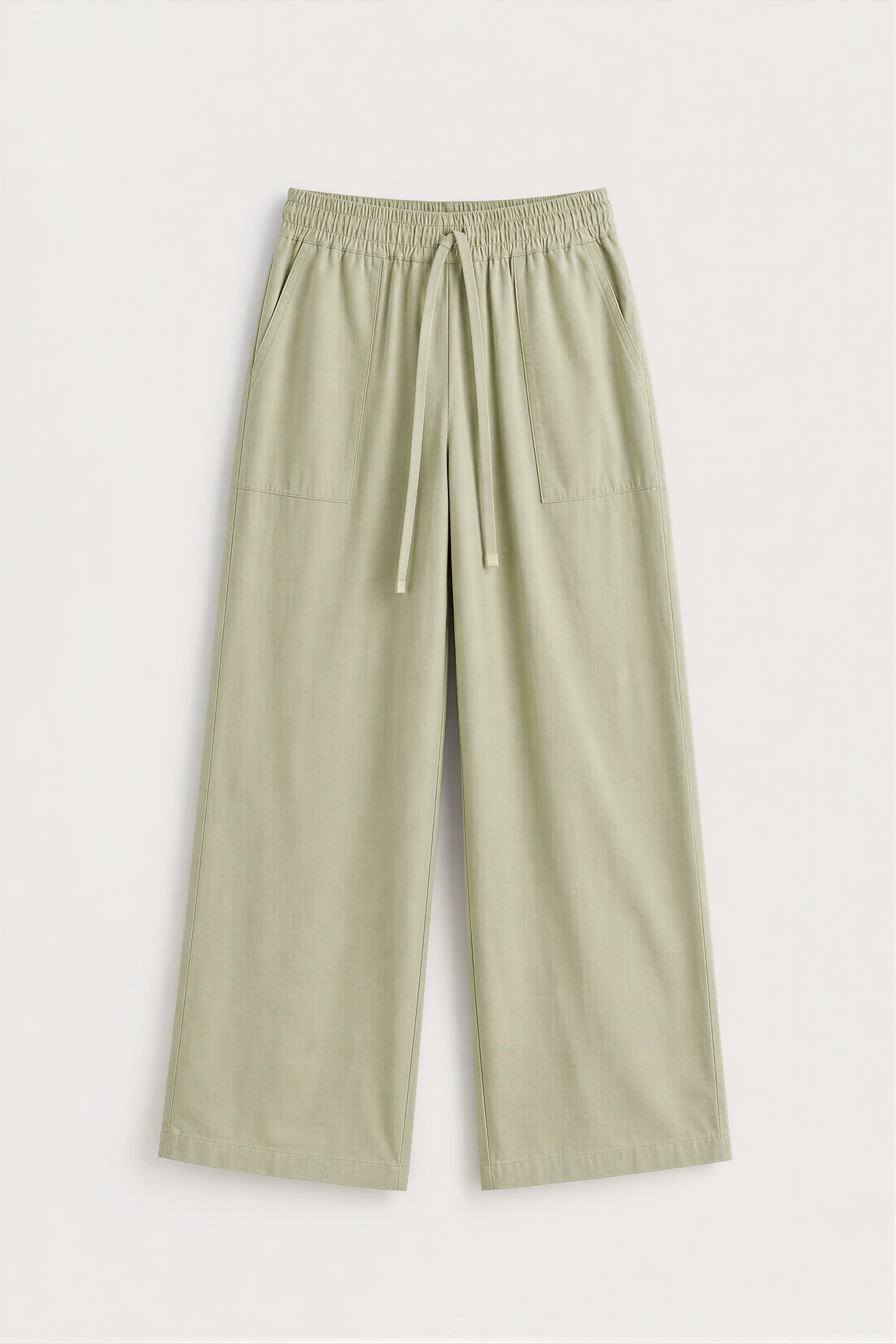 WOMEN'S LICHEN GREEN LOOSE-FIT COTTON TROUSER