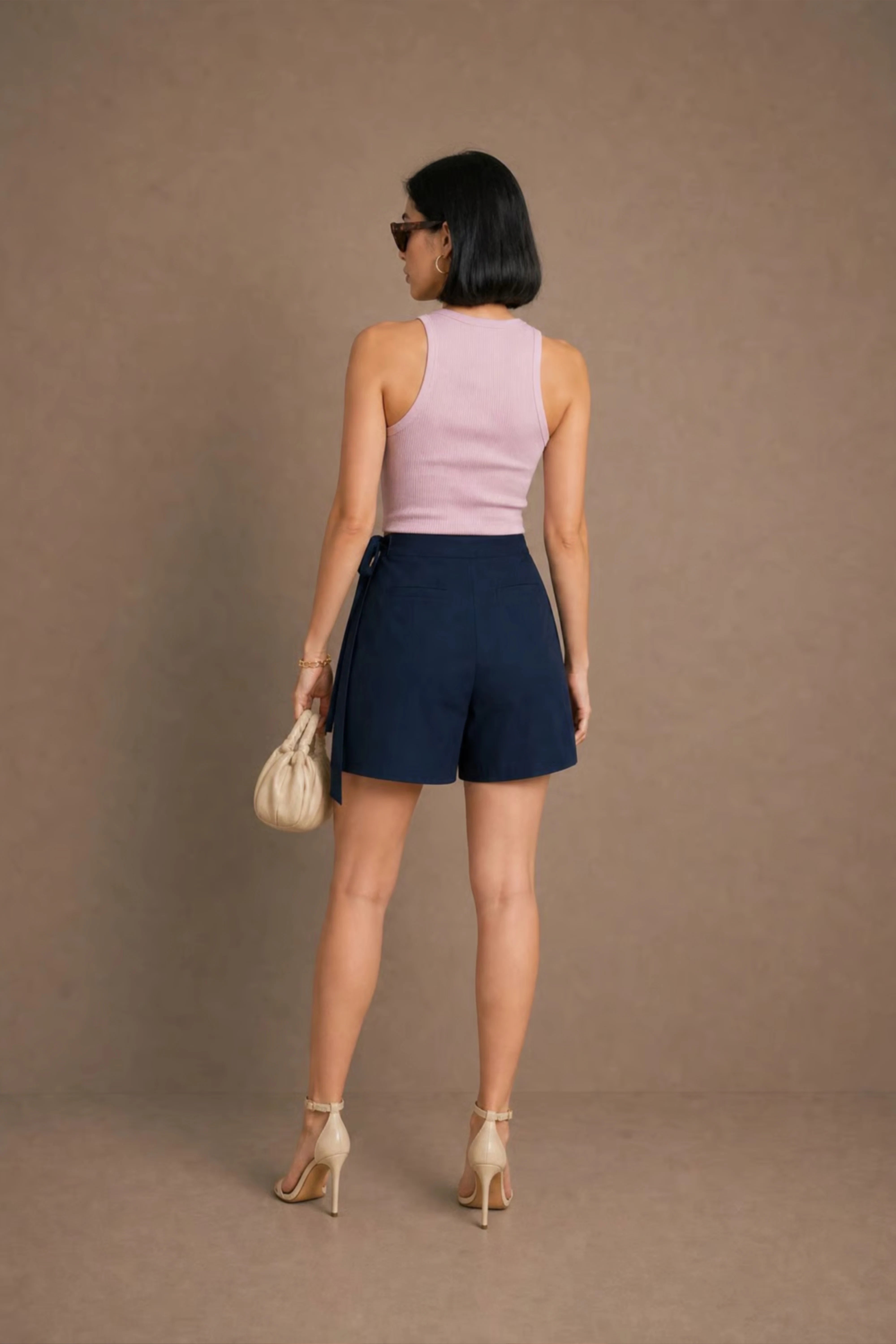 WOMEN'S NAVY BLUE WRAP Mini SKORT WITH SIDE TIE