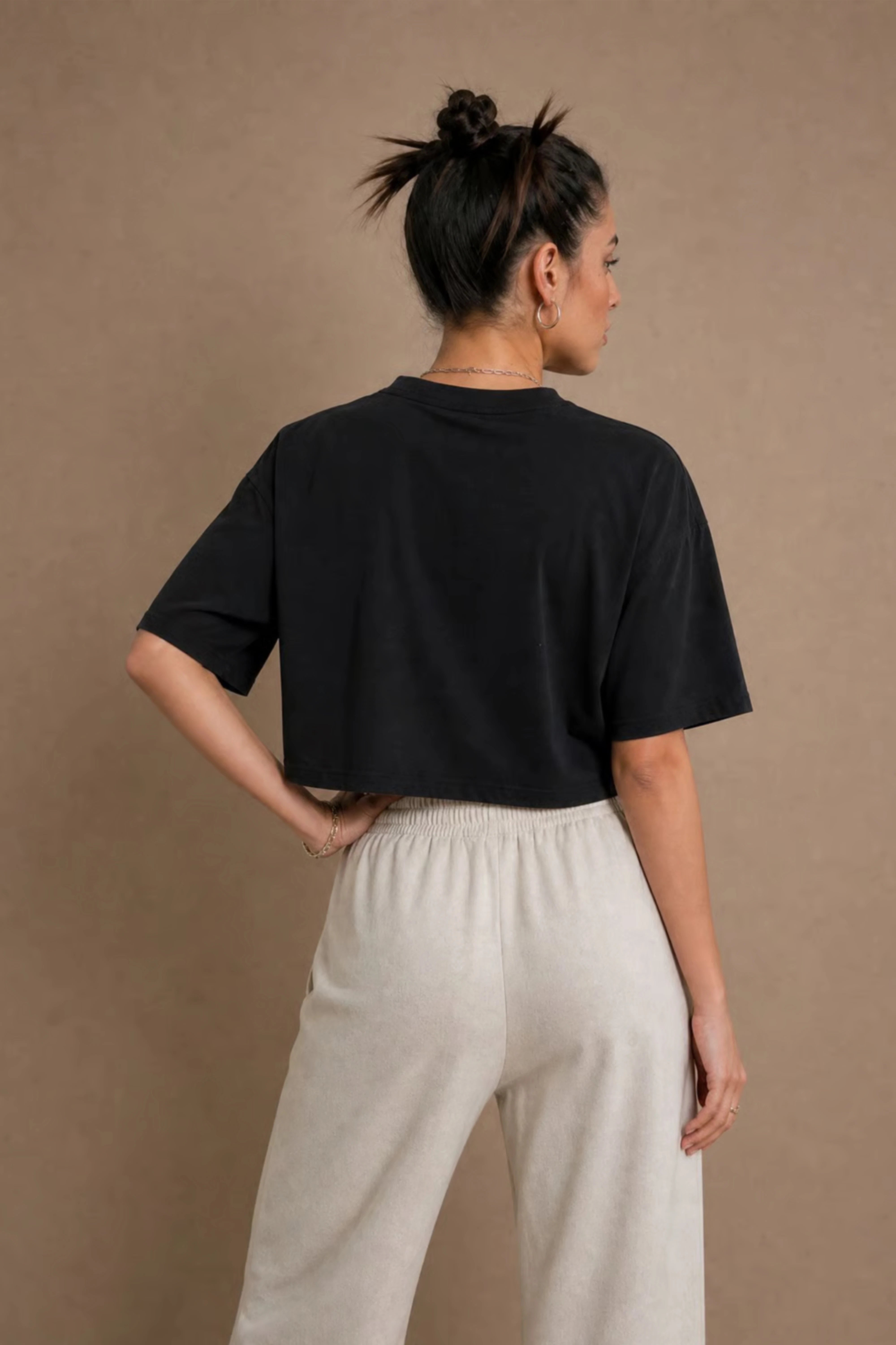 WOMEN'S OFF WHITE LOOSE-FIT COTTON TROUSER