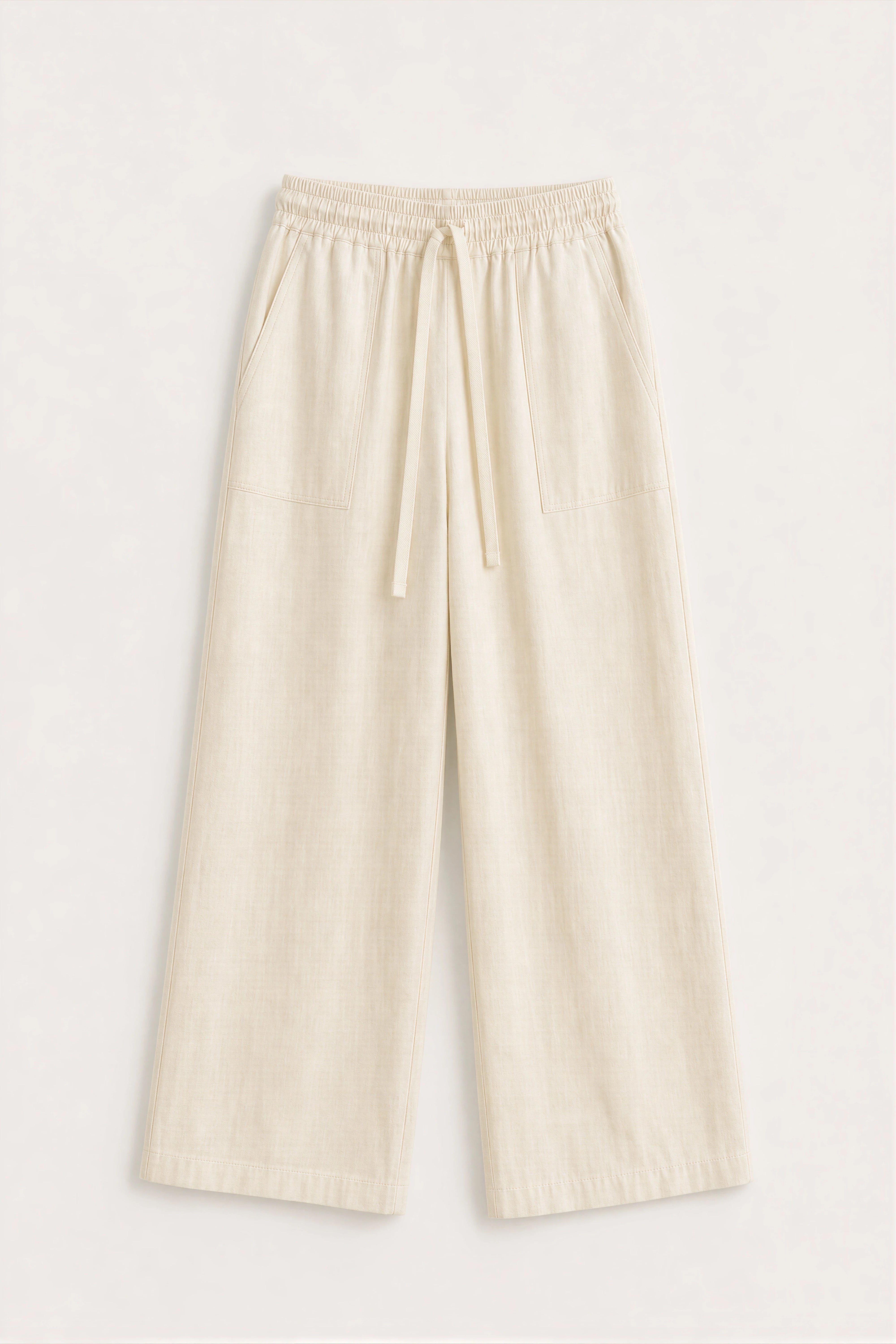 WOMEN'S OFF WHITE LOOSE-FIT COTTON TROUSER