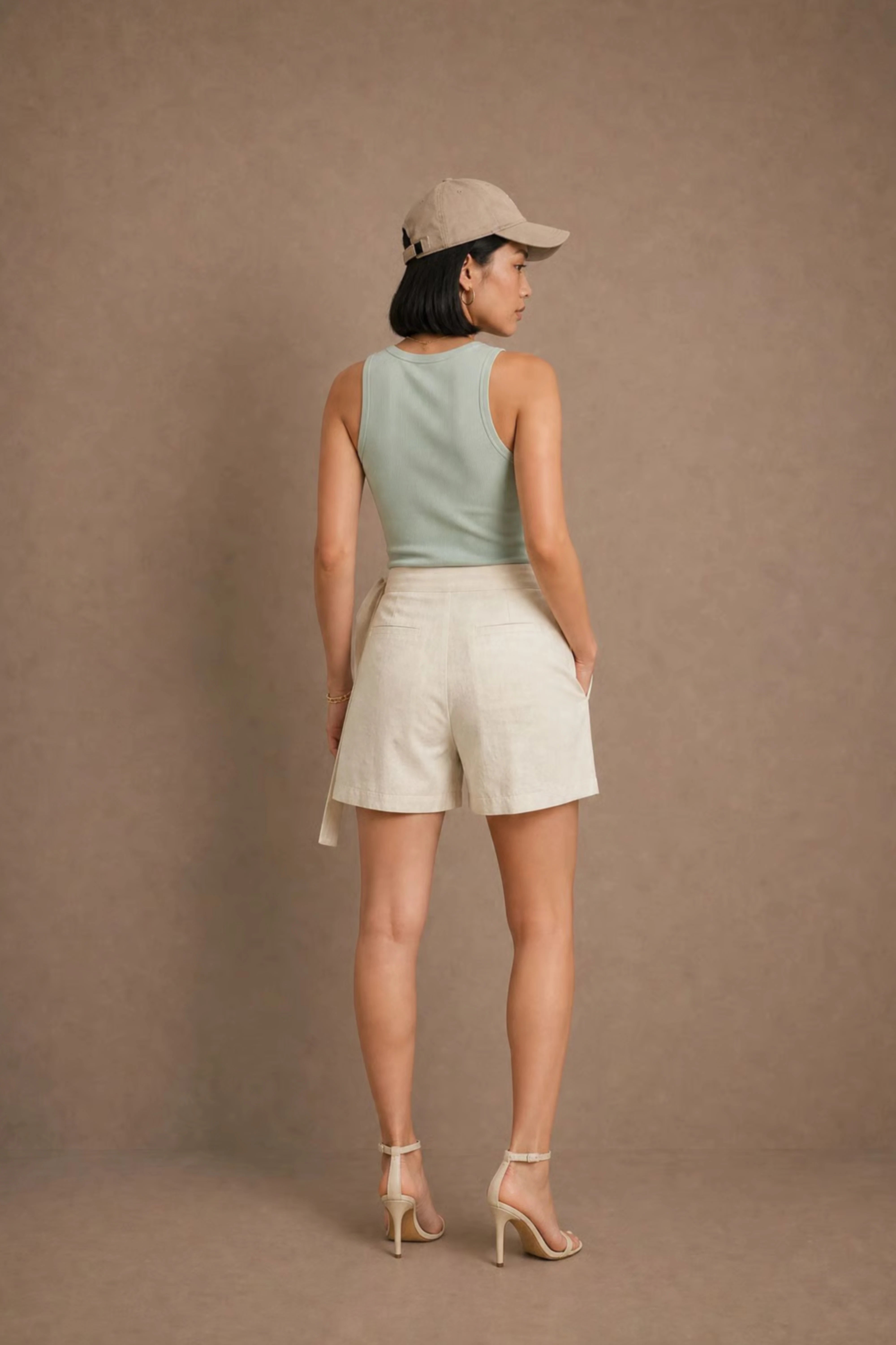 WOMEN'S OFF WHITE WRAP Mini SKORT WITH SIDE TIE