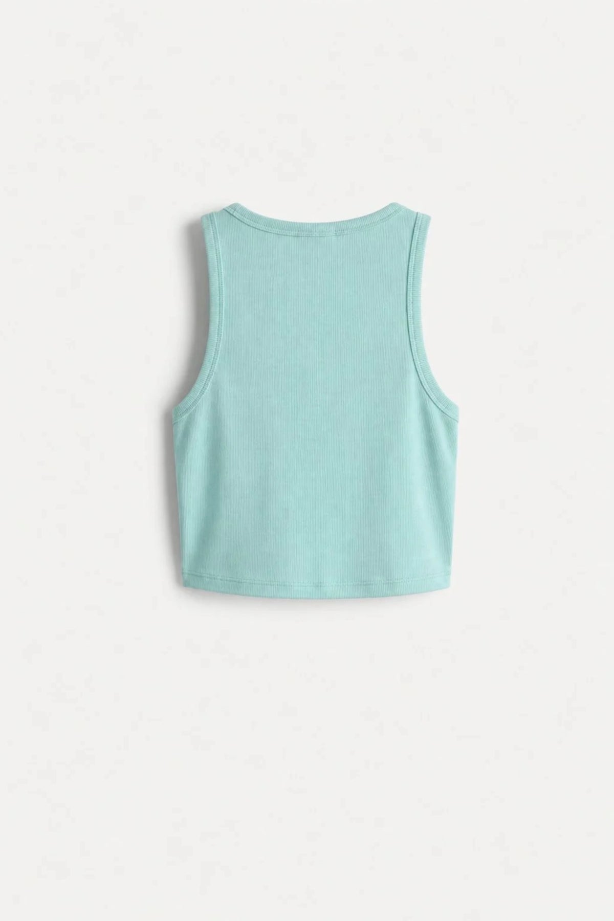 Women's Mint Green sleeveless ribbed cotton crop top