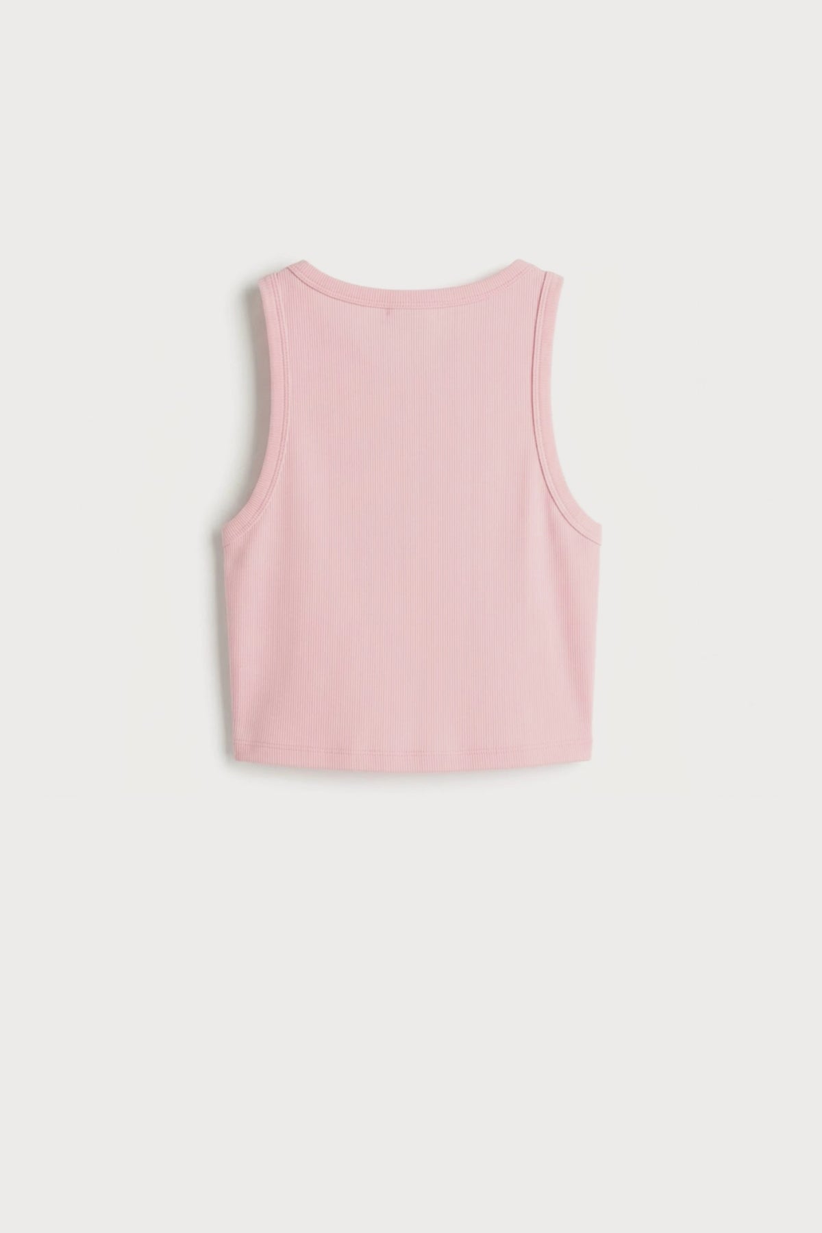 Women's Pink sleeveless ribbed cotton crop top