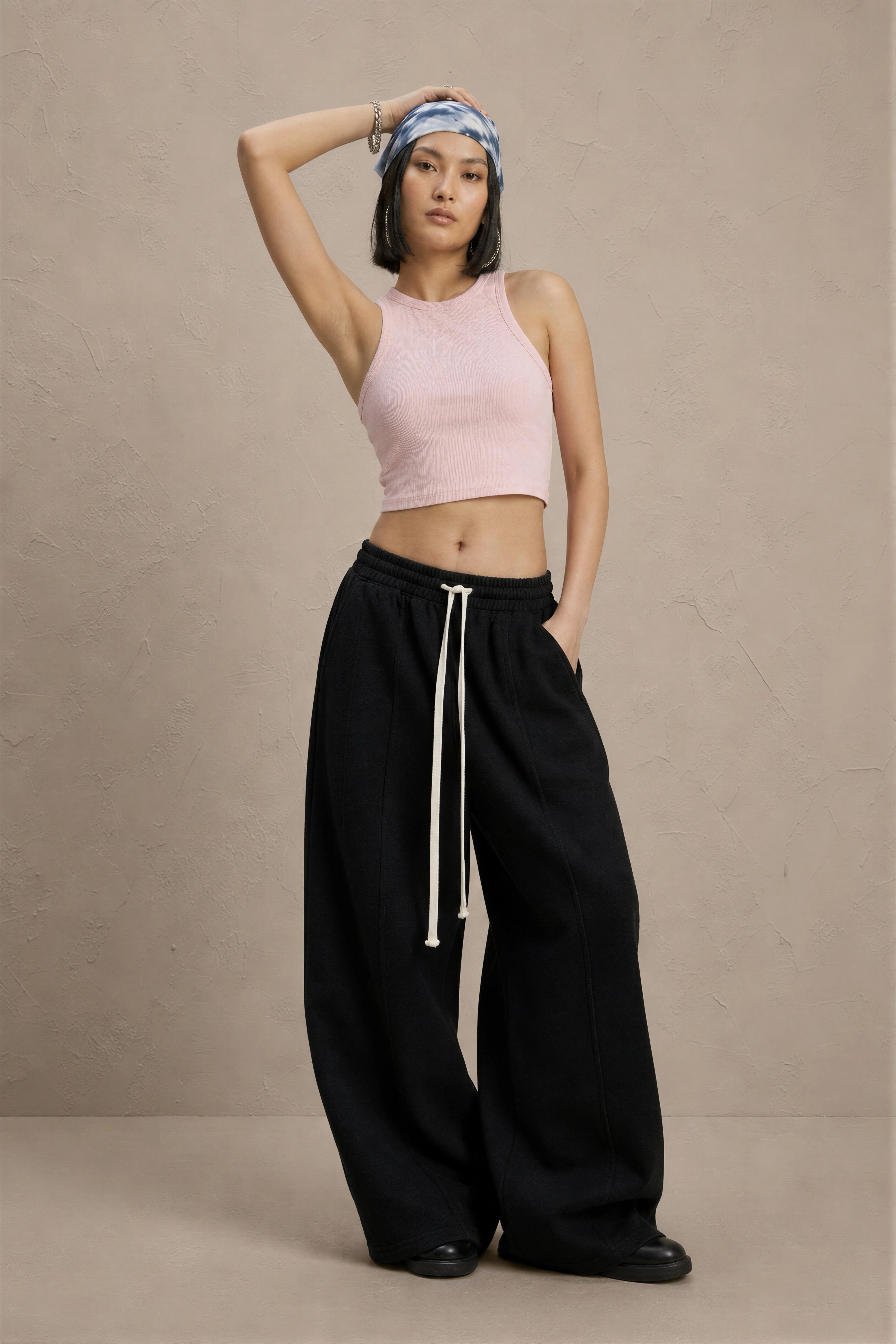Women's Pink sleeveless ribbed cotton crop top