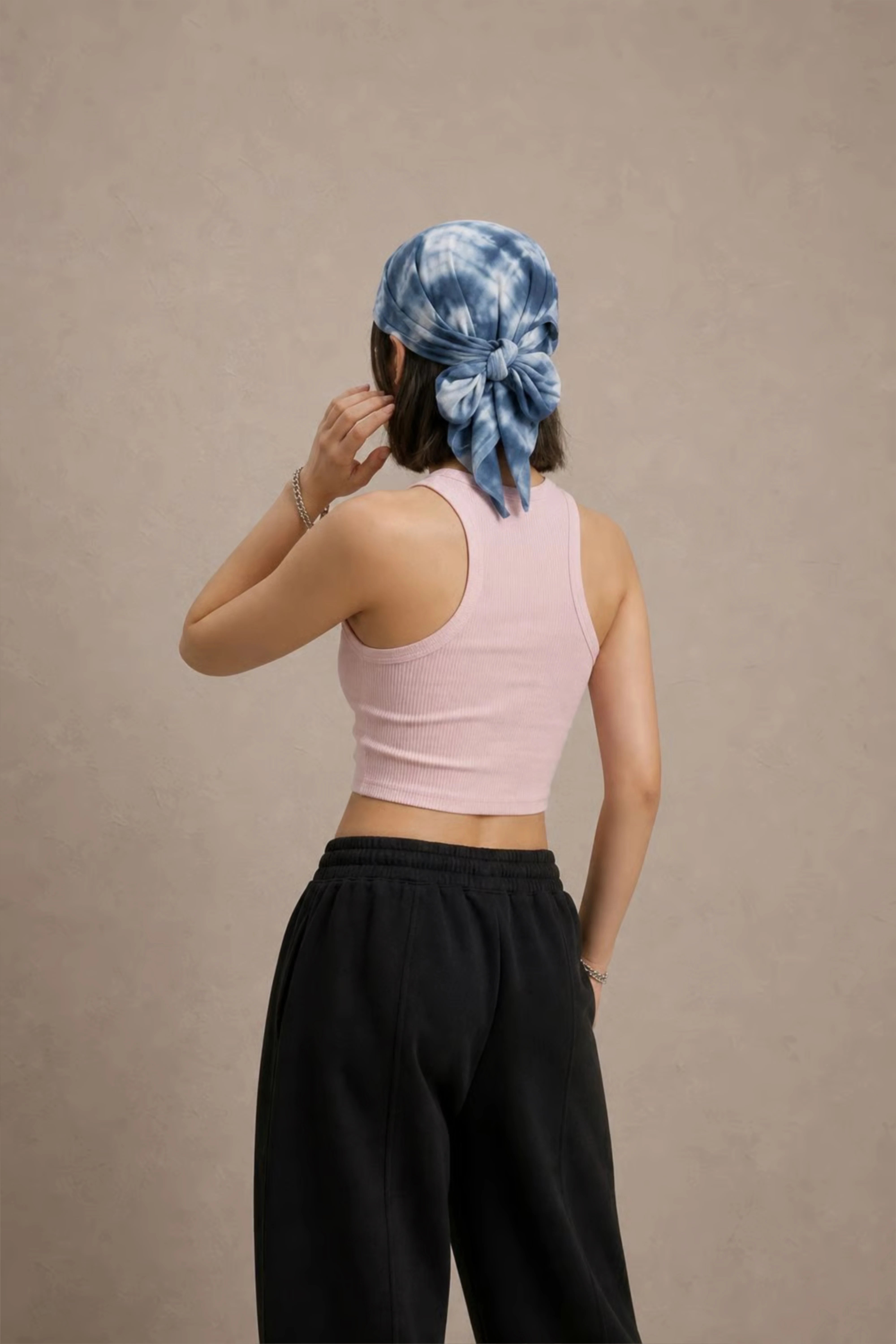 Women's Pink sleeveless ribbed cotton crop top