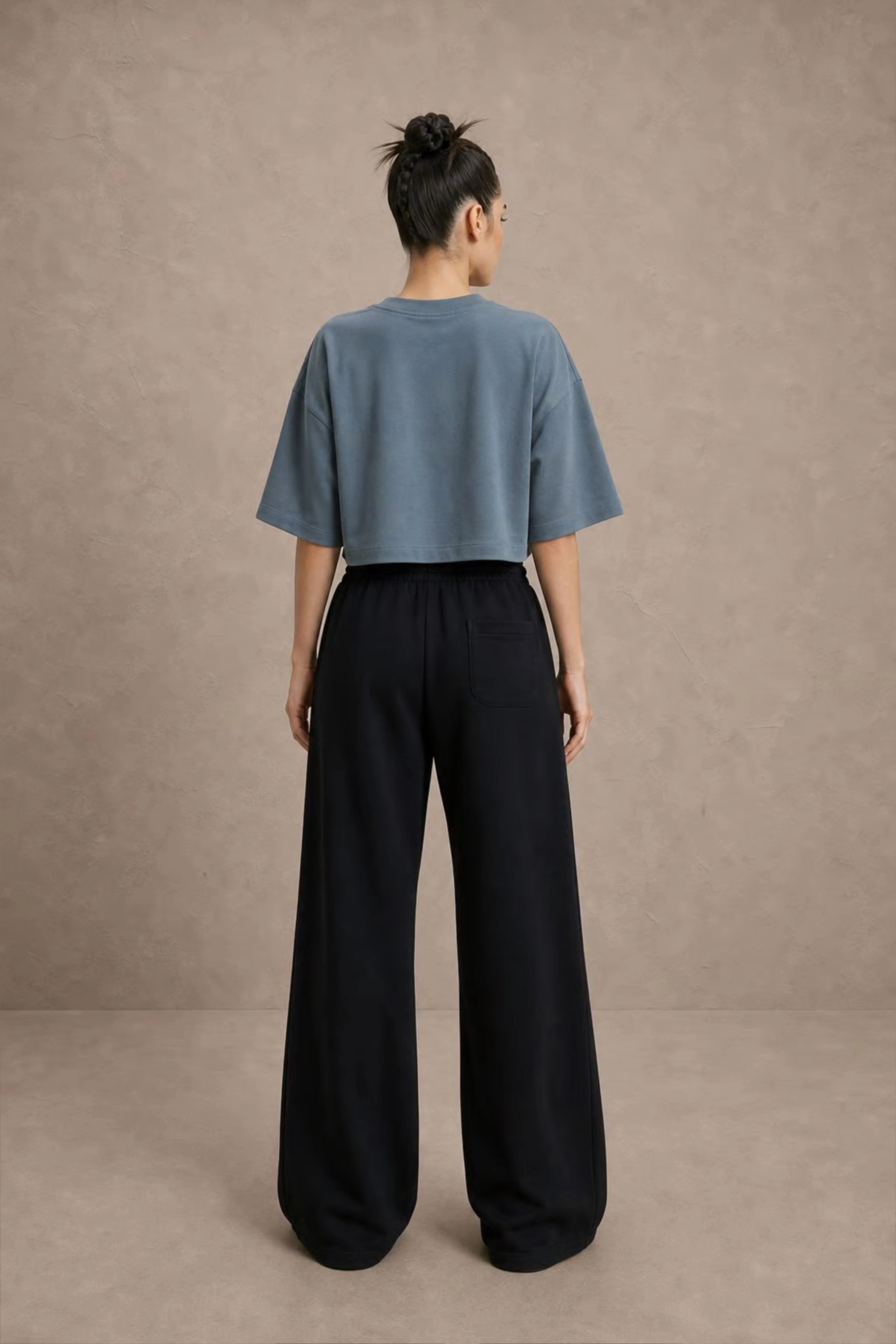 Women's Slate Blue drop shoulder Litt cotton Crop Top