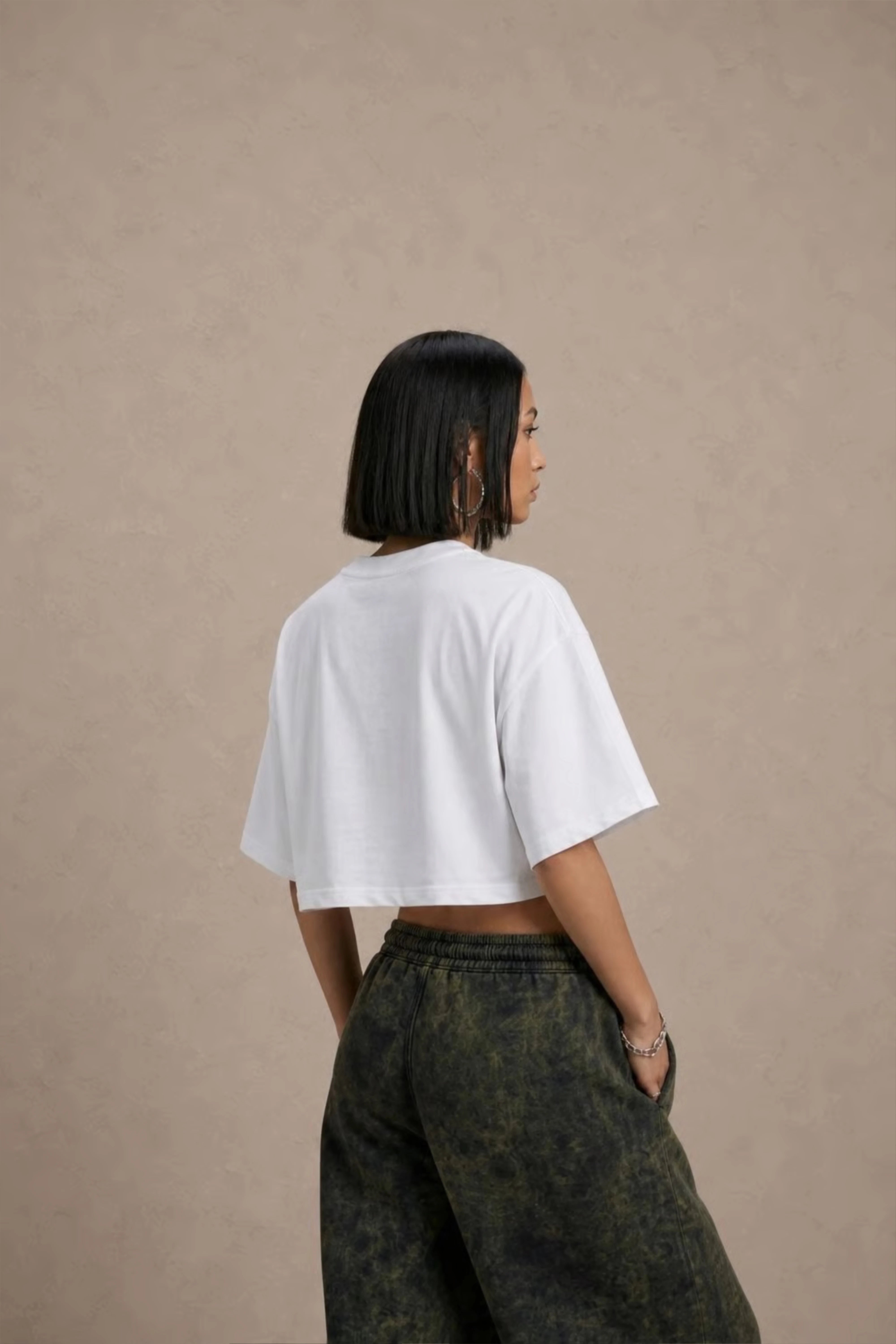 Women's White drop shoulder Litt cotton Crop Top