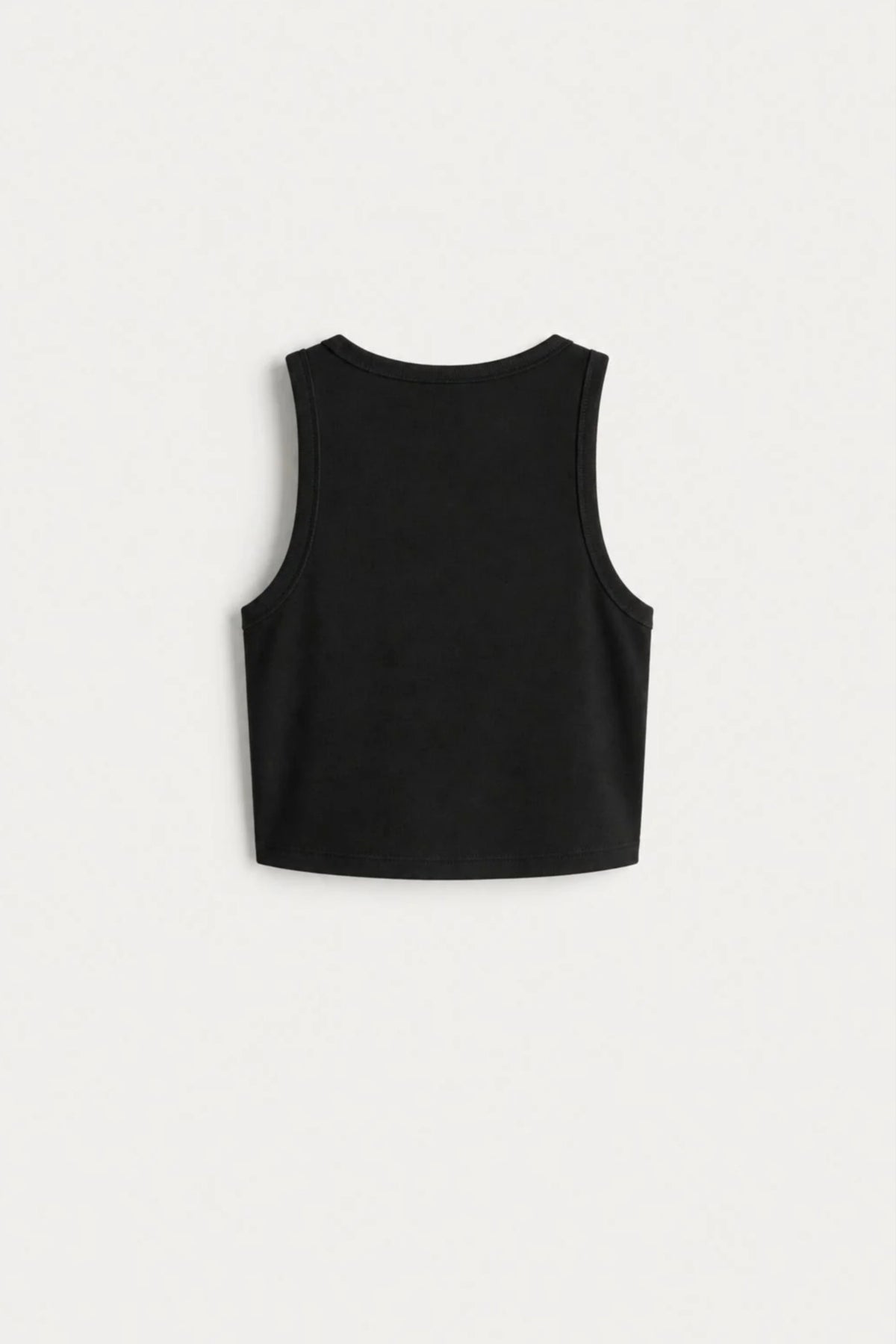 Women's black sleeveless ribbed cotton crop top