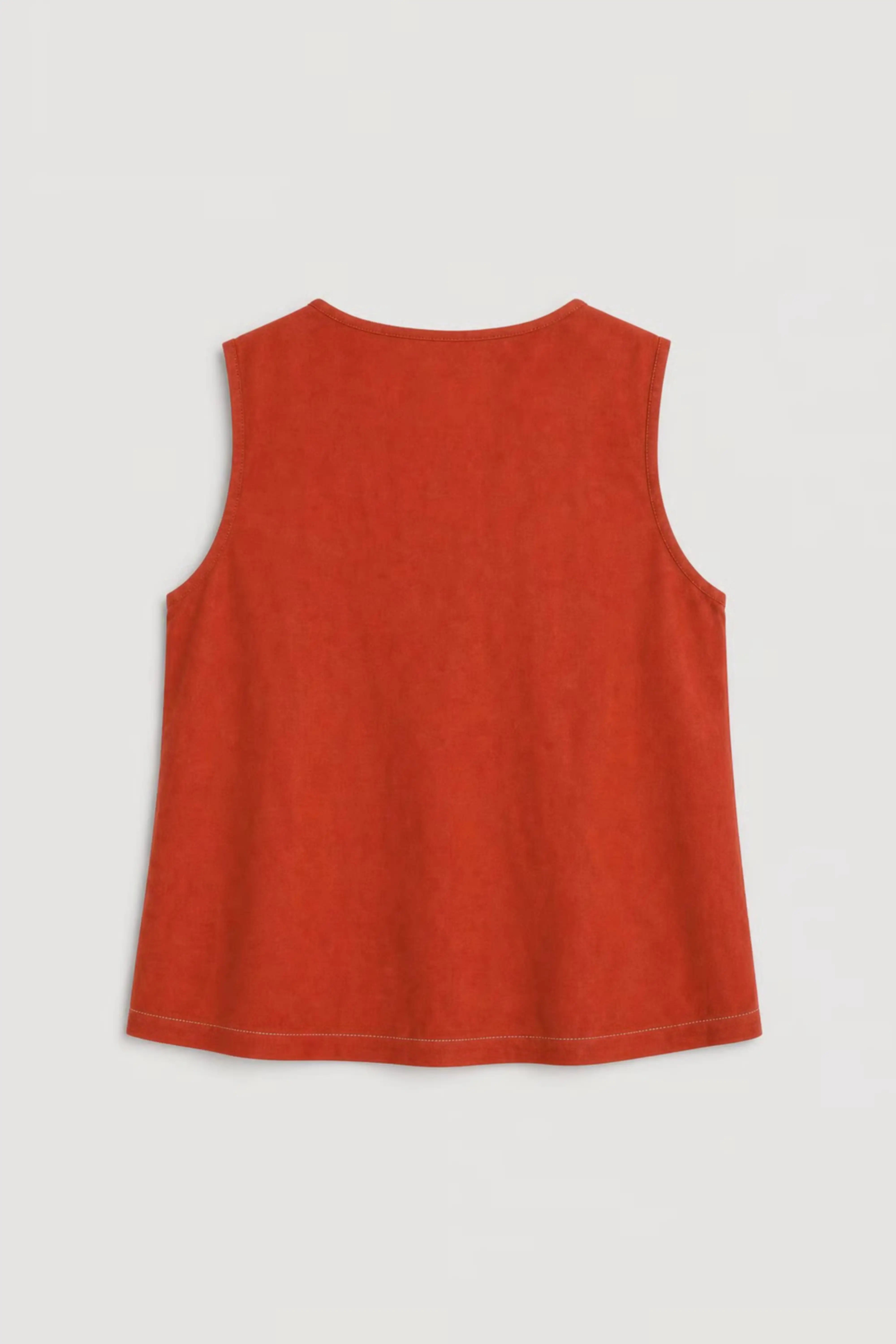 Women's Rust Crochet-trim Deep V-neck Top