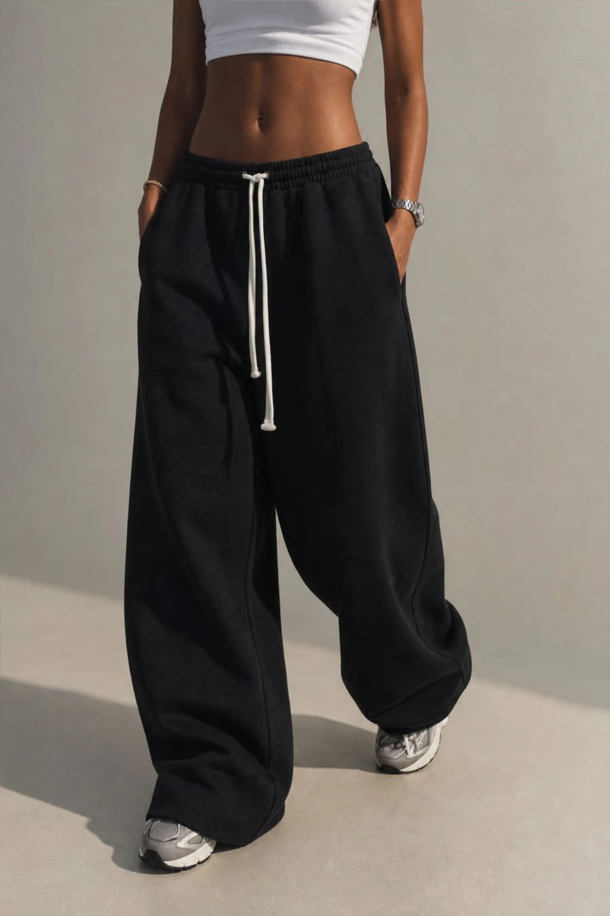 Women's Black Soft Knit Baggy Joggers