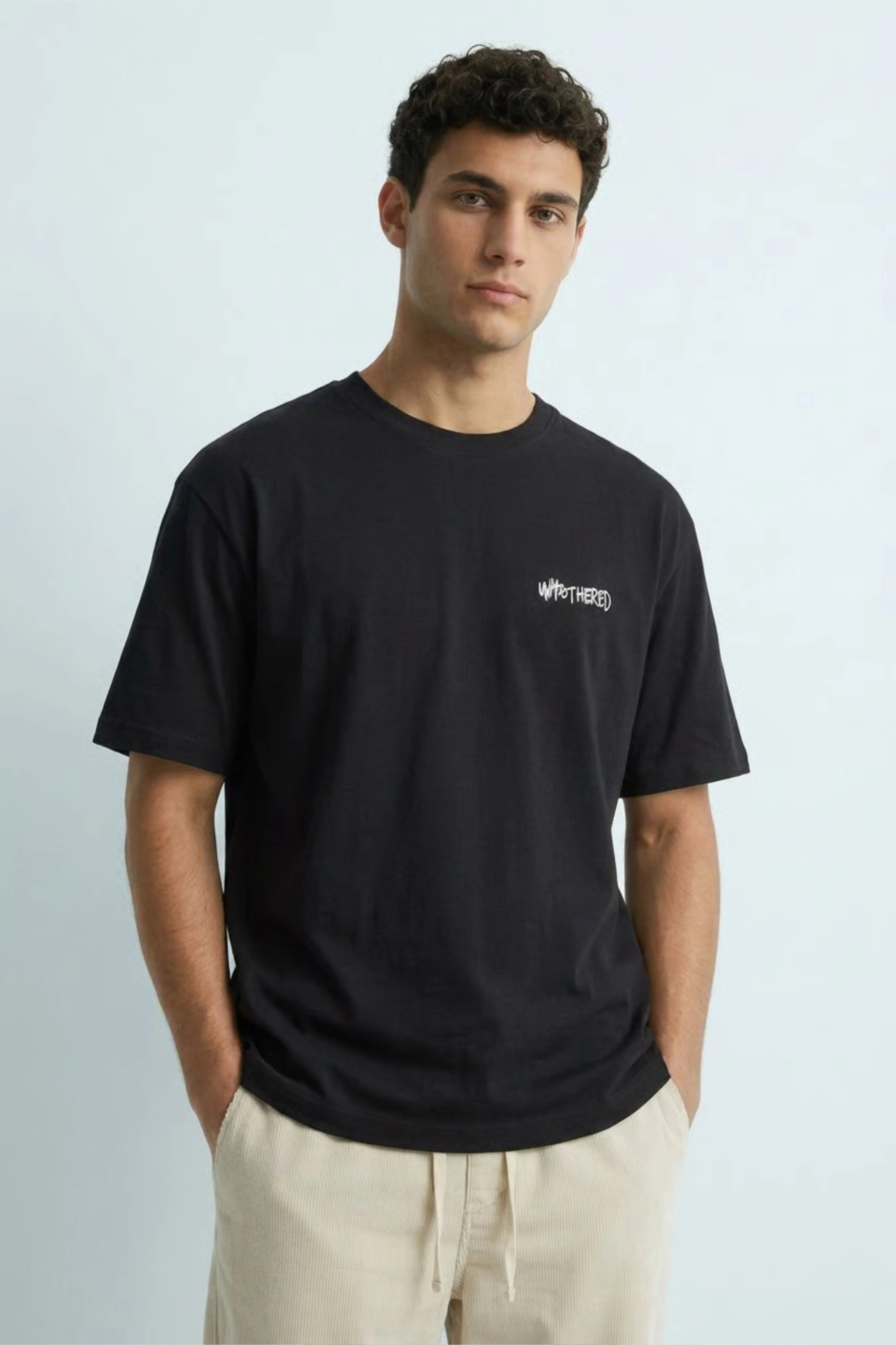 Relaxed Fit Unbothered Black T-Shirt for Men