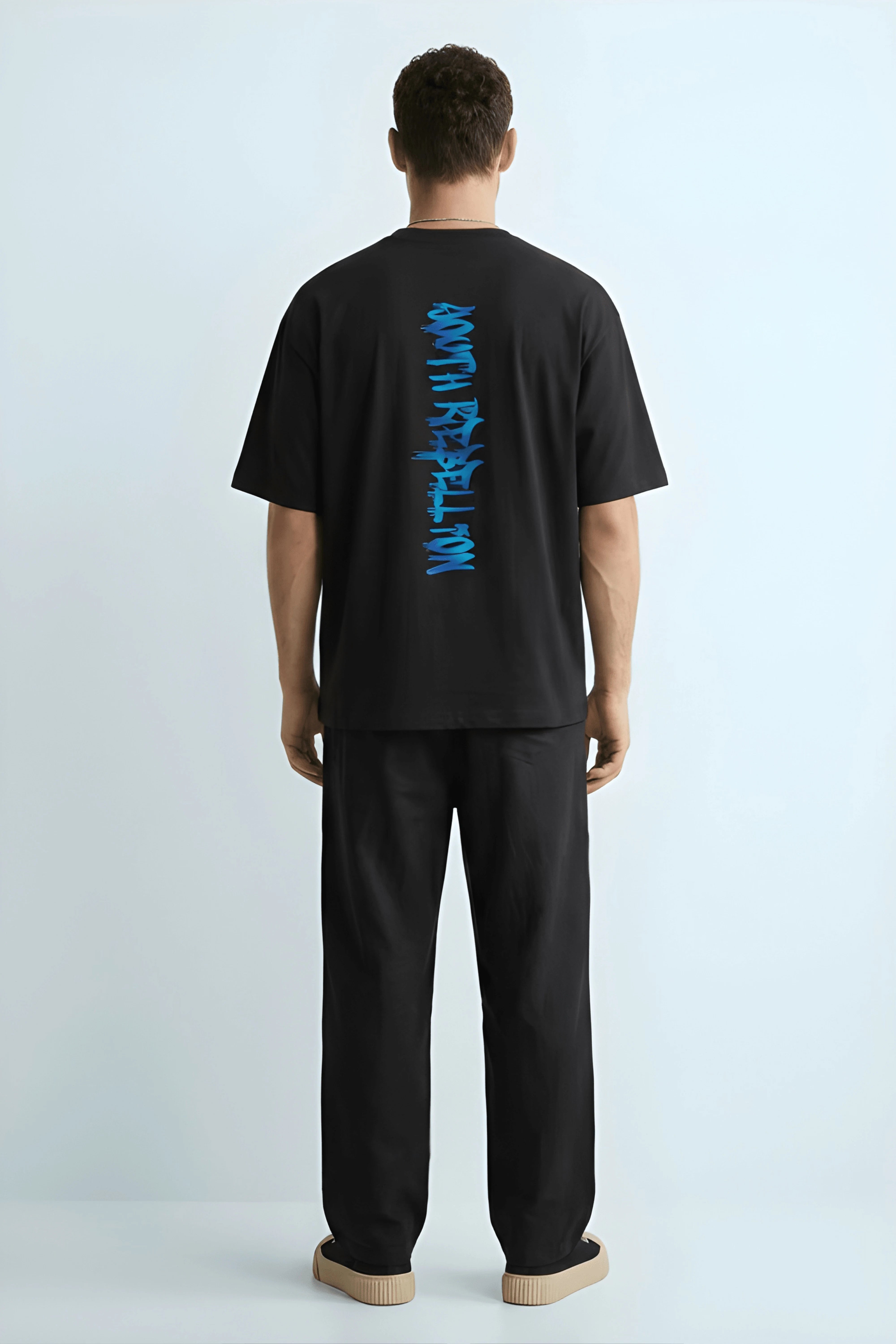 Relaxed Fit Youth Rebellion Black T-Shirt for Men