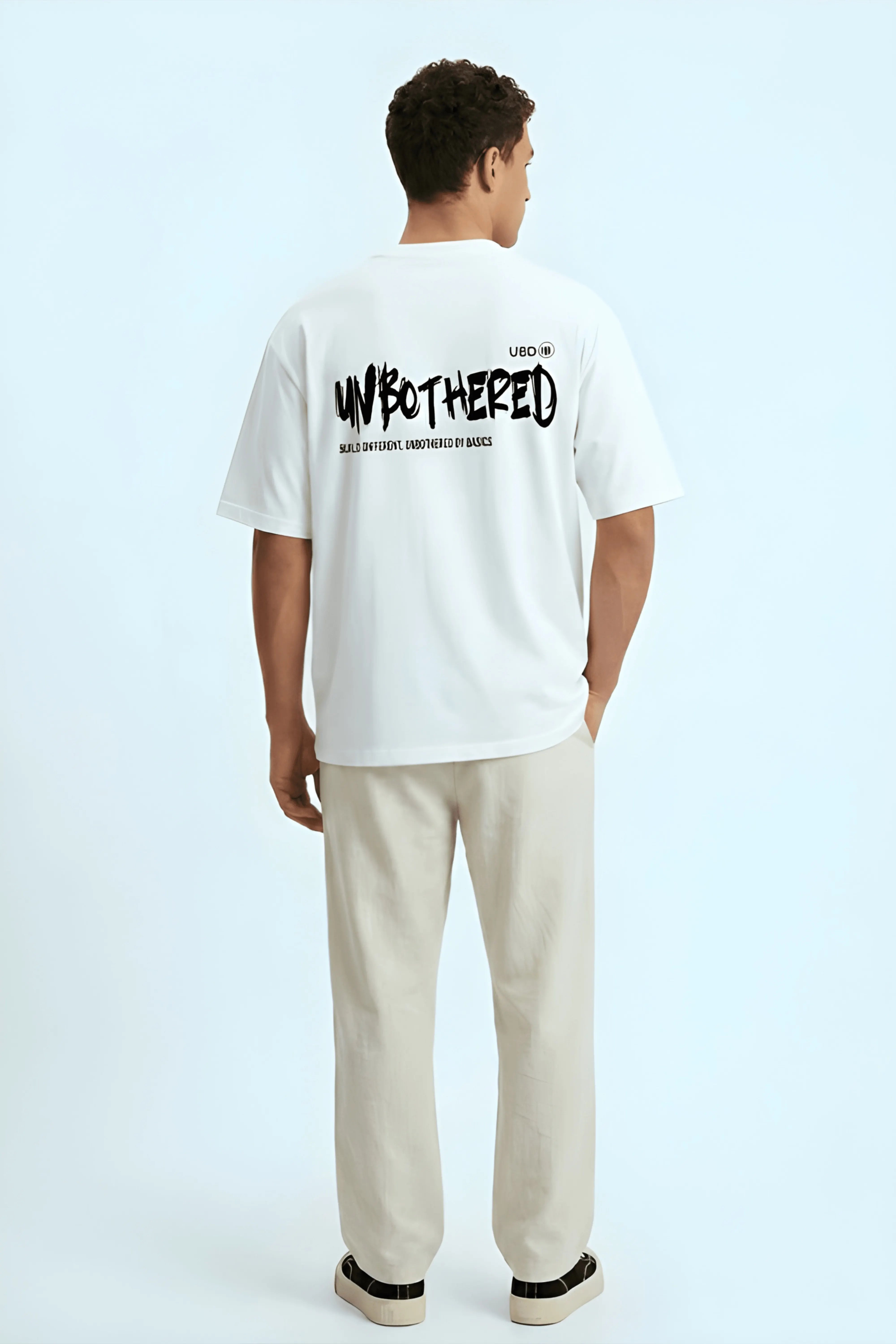 Relaxed Fit Unbothered White T-Shirt for Men