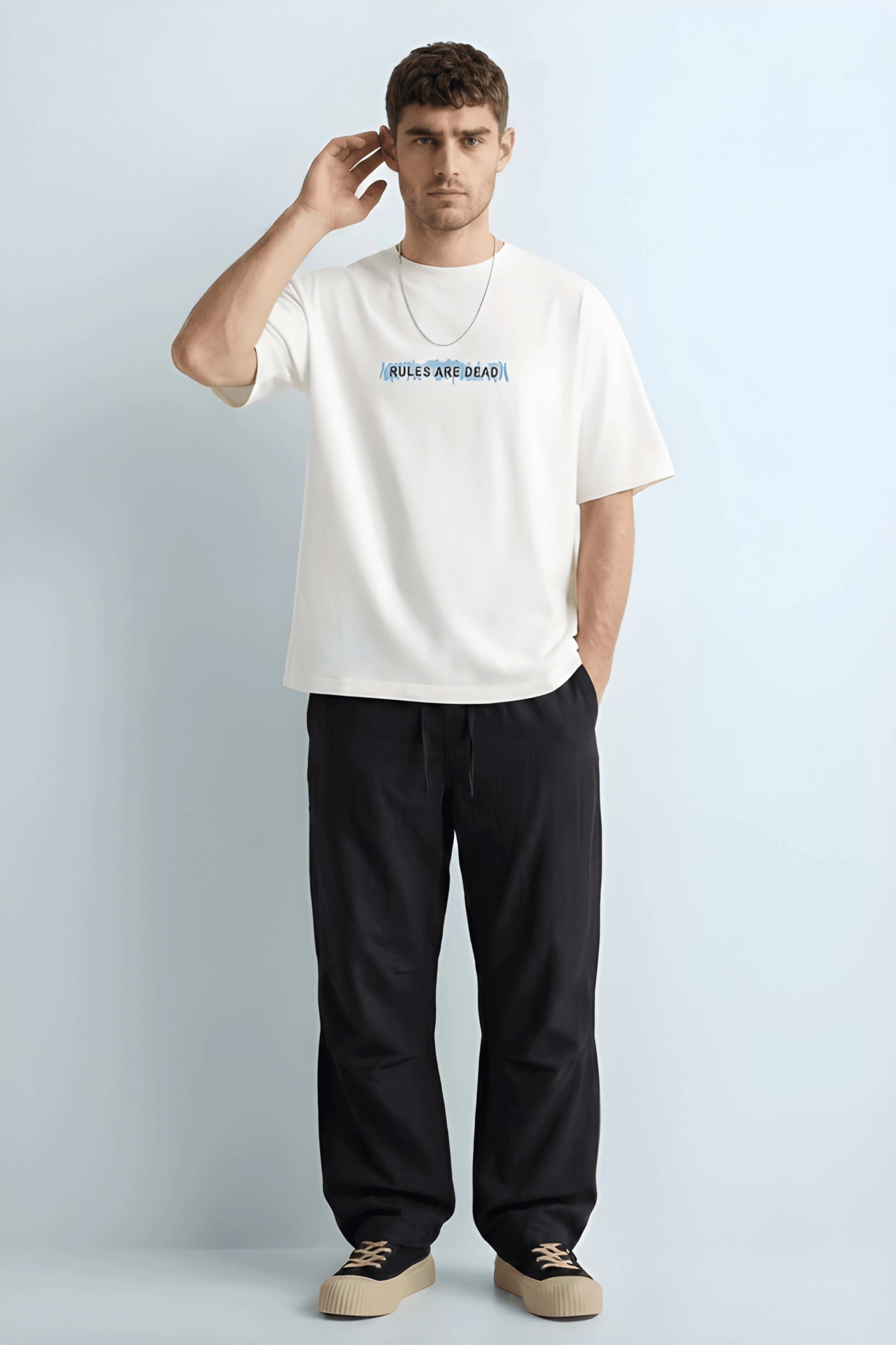 Relaxed Fit Youth Rebellion White T-Shirt for Men