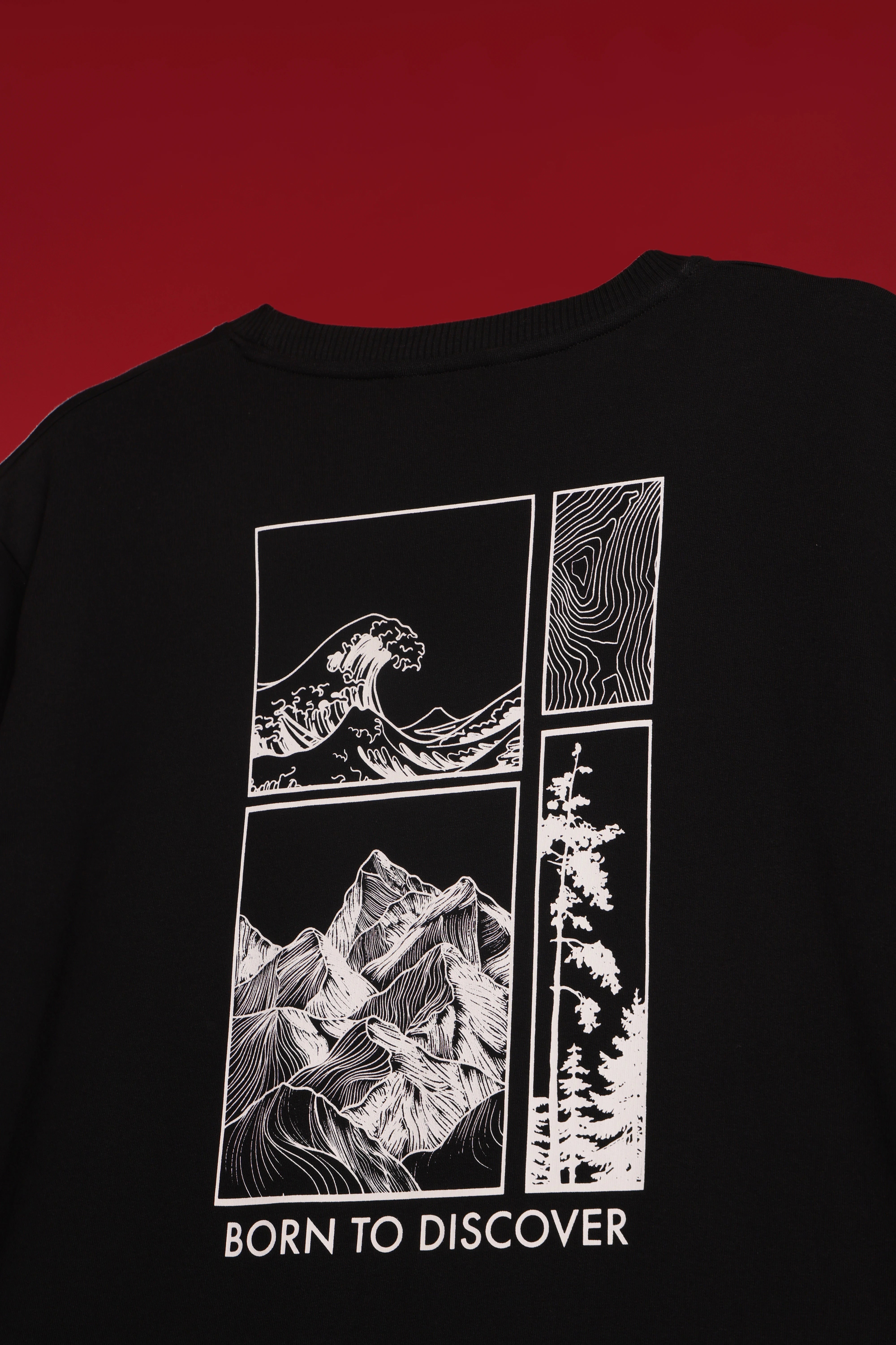 Men's Black Born to Discover Oversized T-Shirt