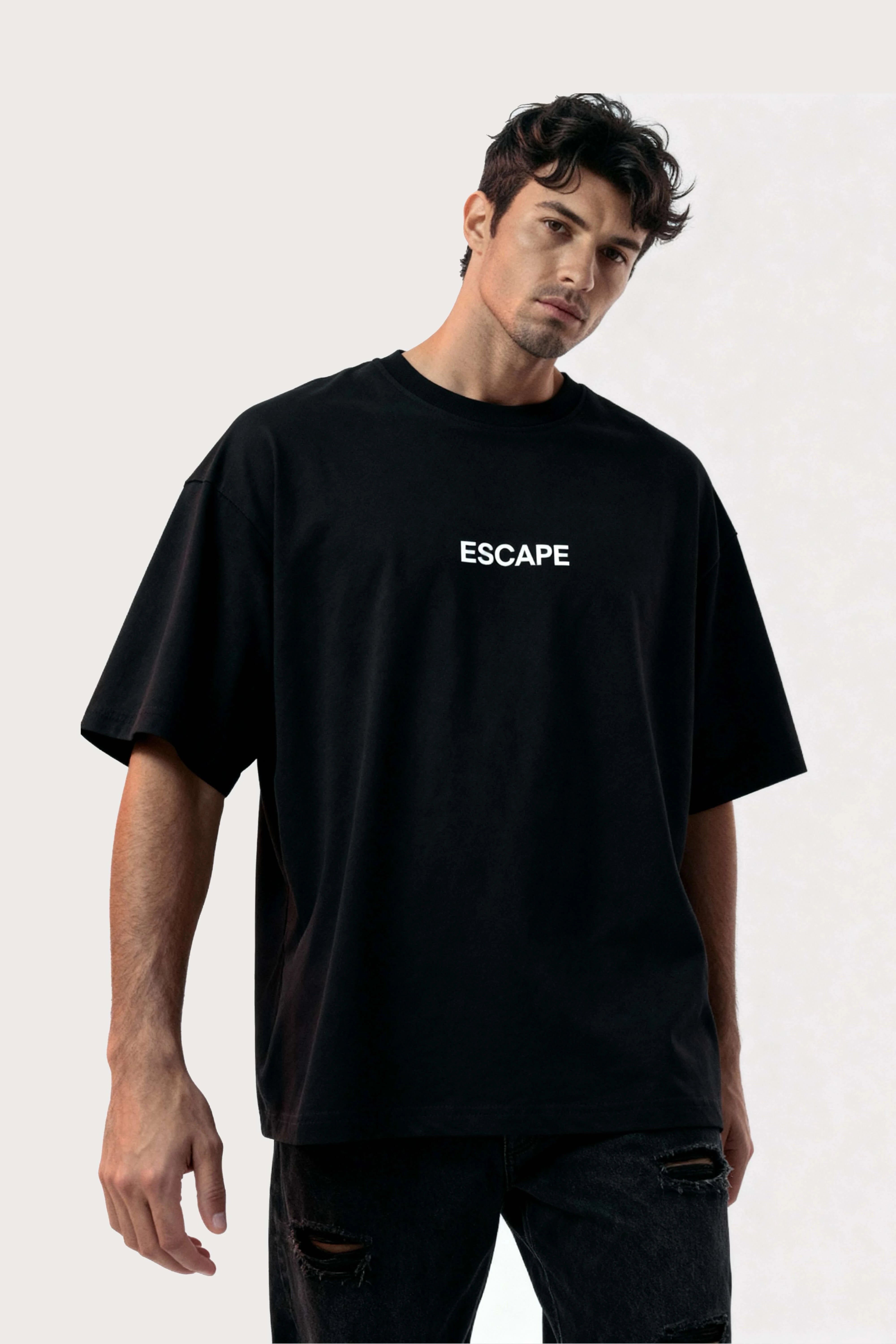Men's Black Escape Oversized T-Shirt