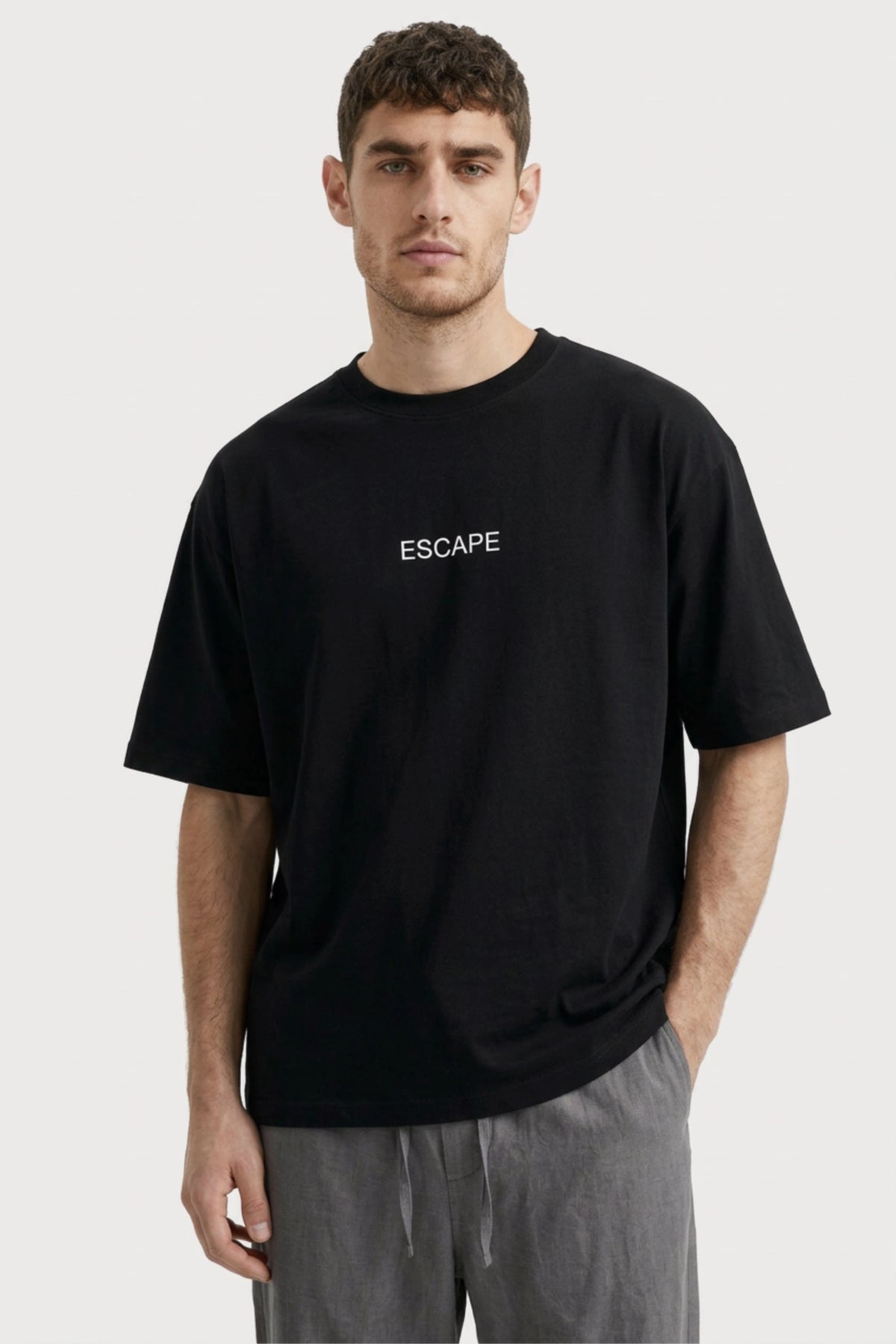 Men's Black Escape Oversized T-Shirt