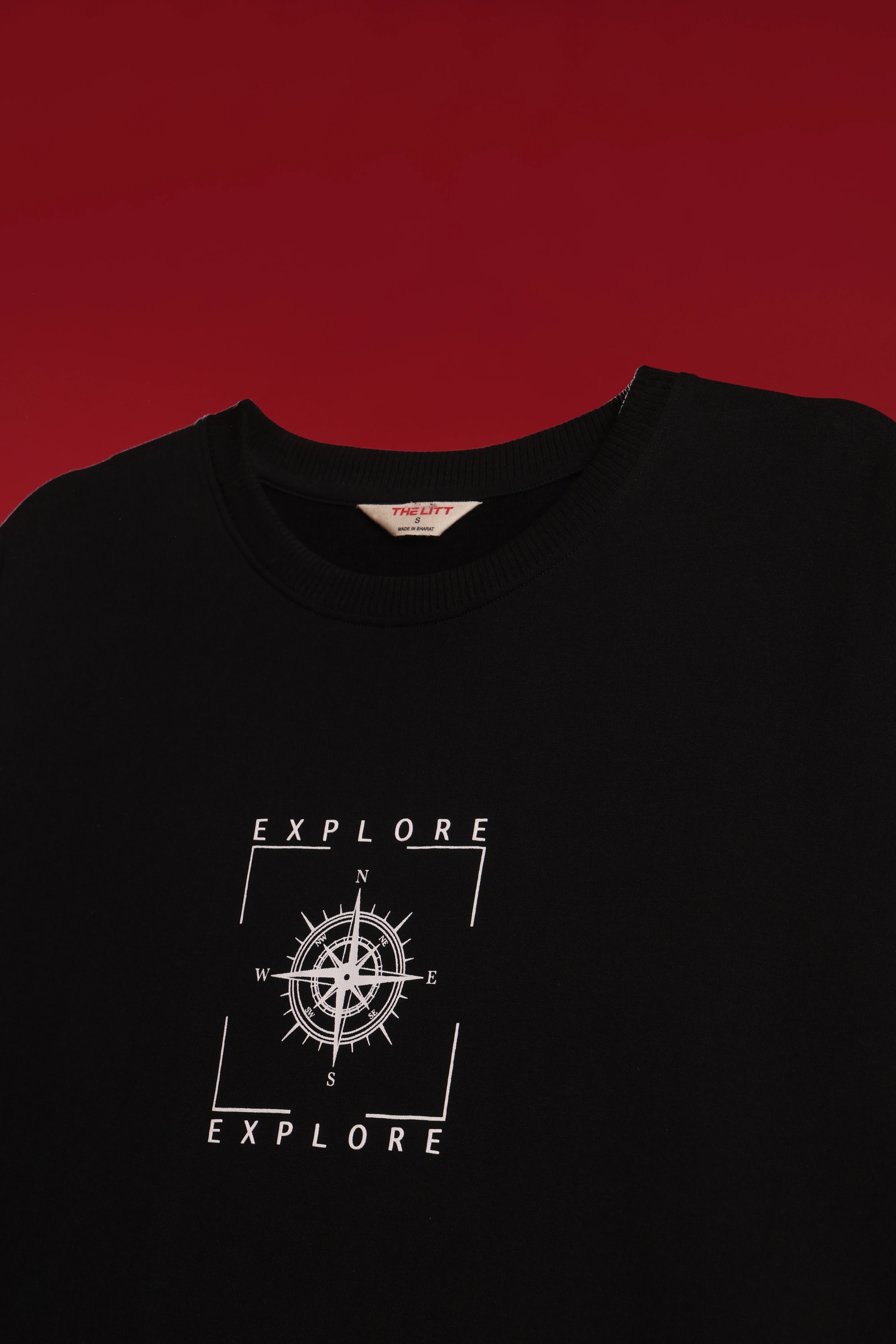 Men's Black Explore Oversized T-Shirt