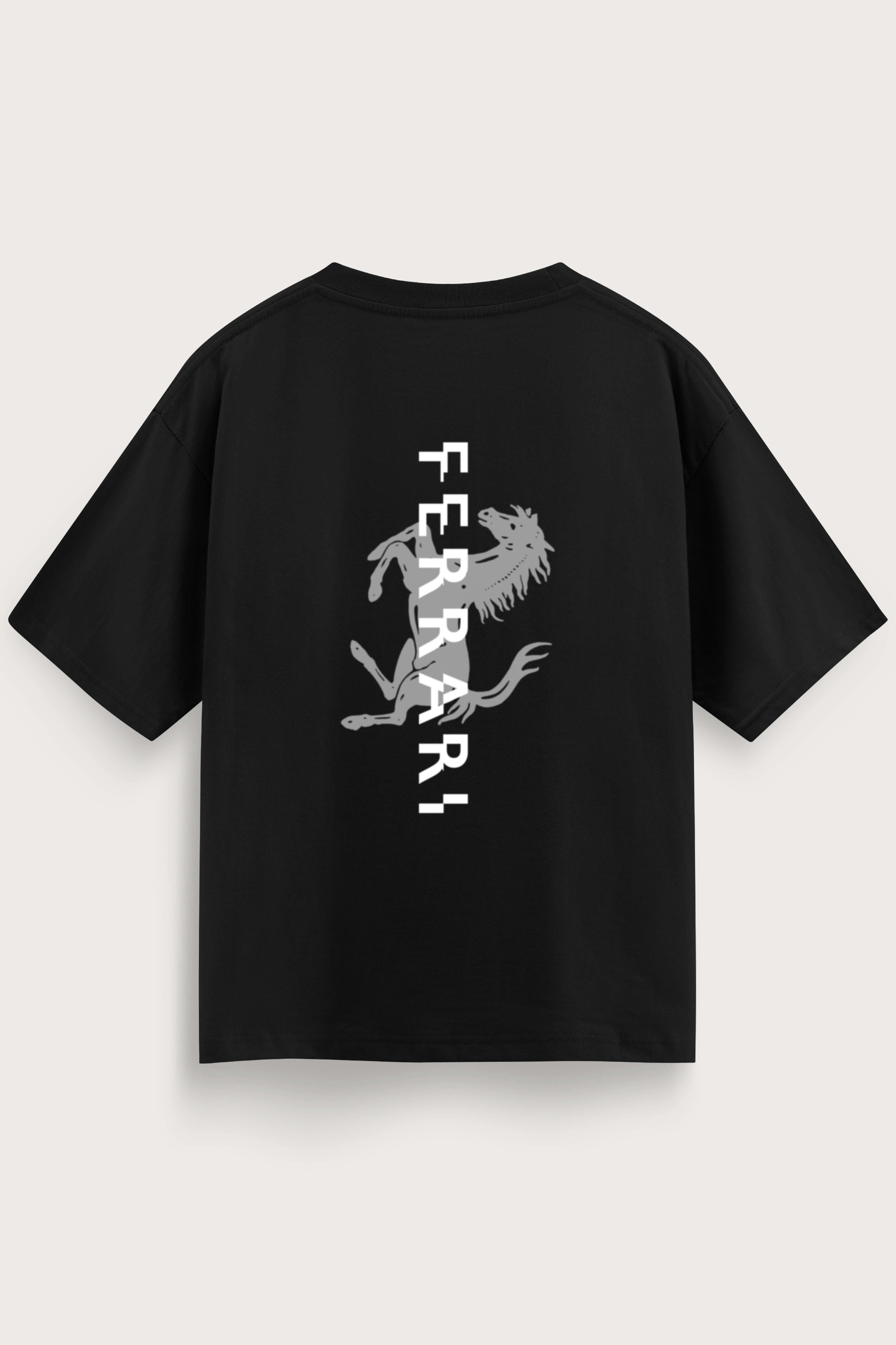 Men's Black Ferrari Oversized T-Shirt