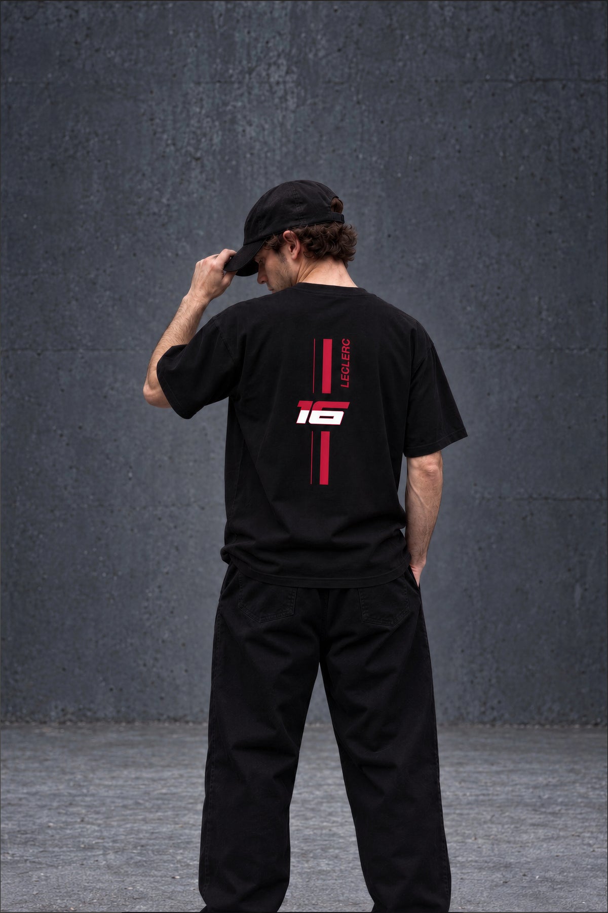 ⁠Charles Leclerc T-Shirt Oversized Fit Black 240 GSM Cotton