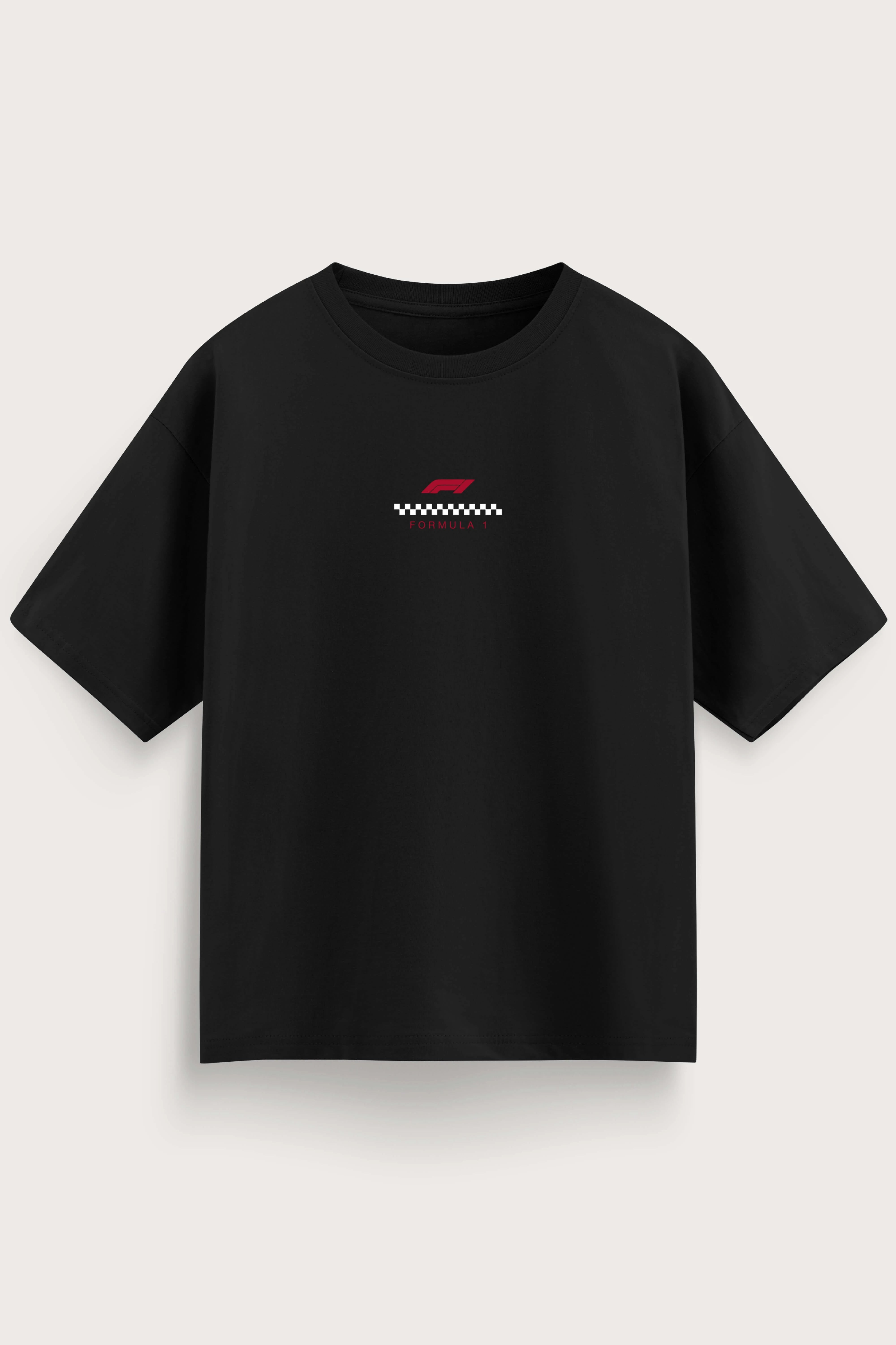 Men's Black Formula 1 Oversized T-Shirt