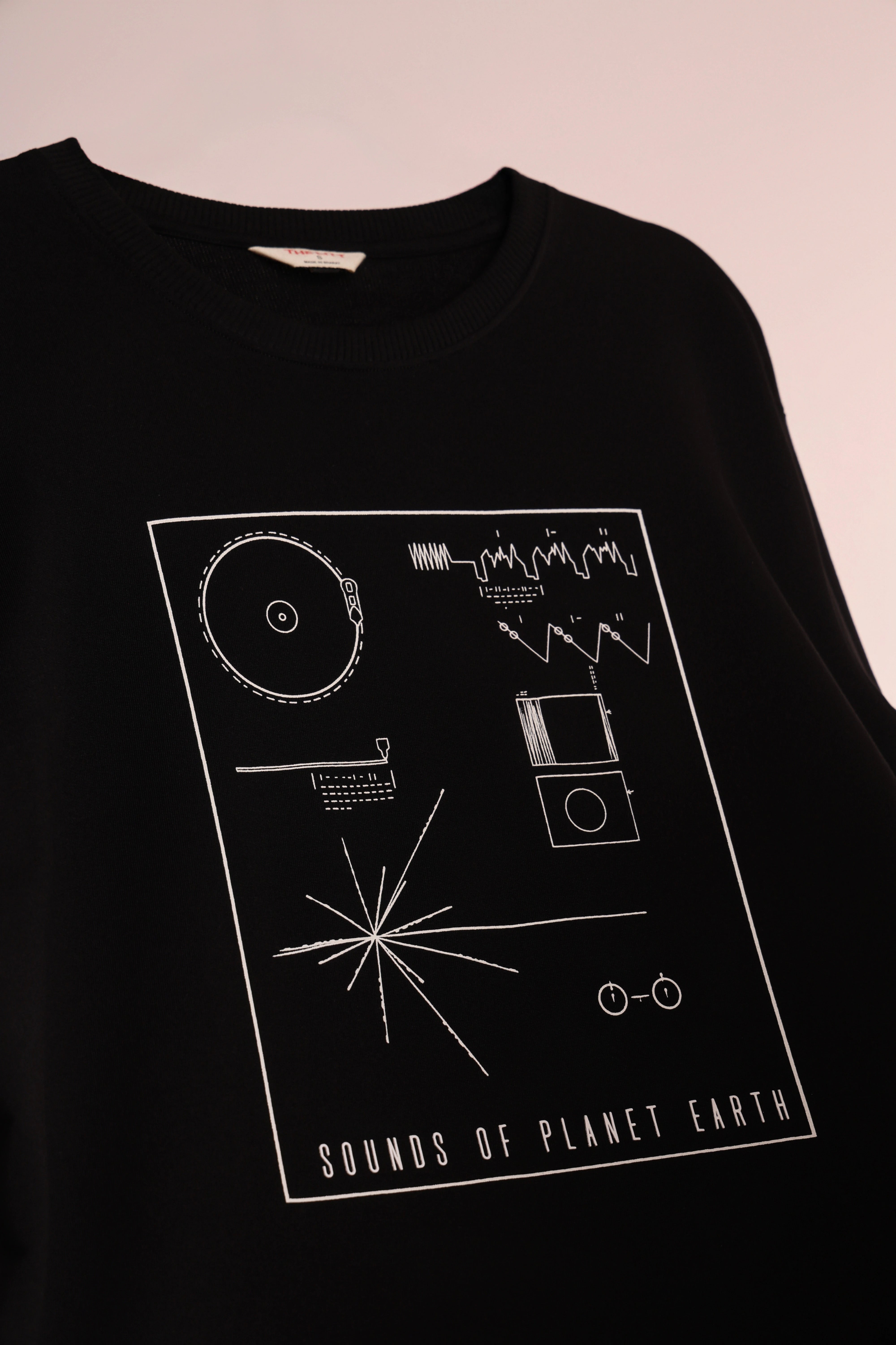 Men's Black Sounds of Planet Earth Oversized T-Shirt