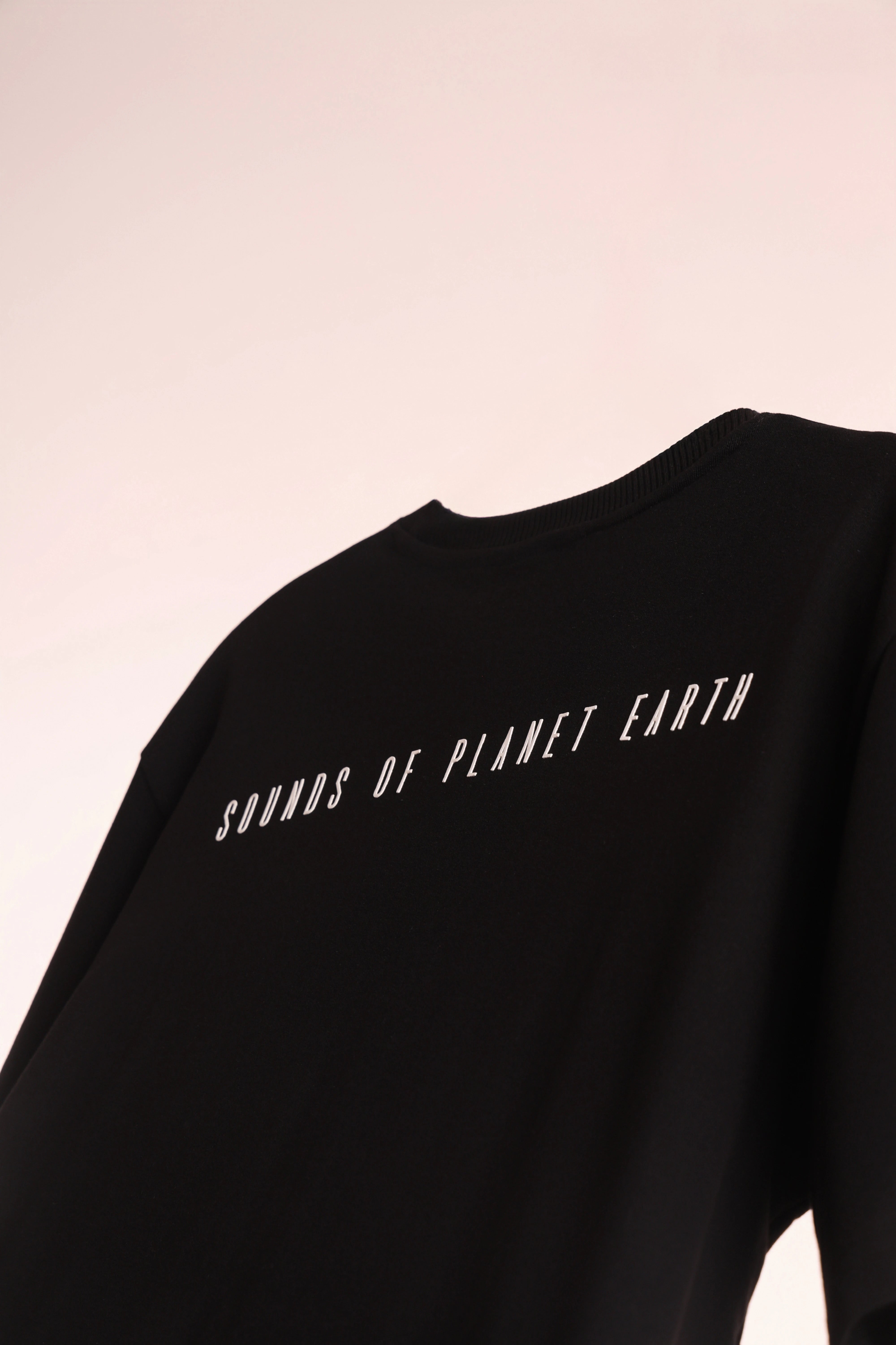 Men's Black Sounds of Planet Earth Oversized T-Shirt
