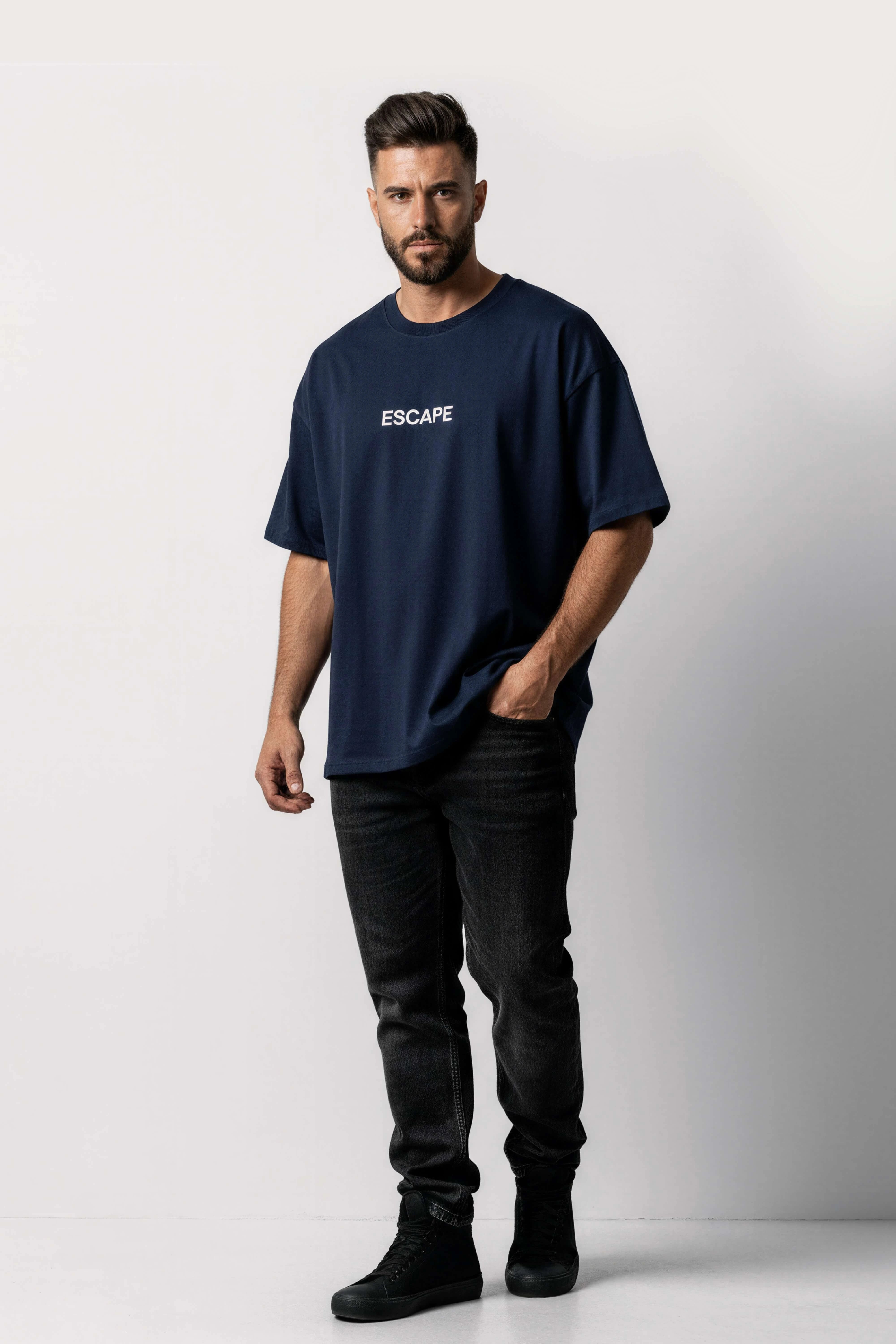 Men's Blue Escape Oversized T-Shirt