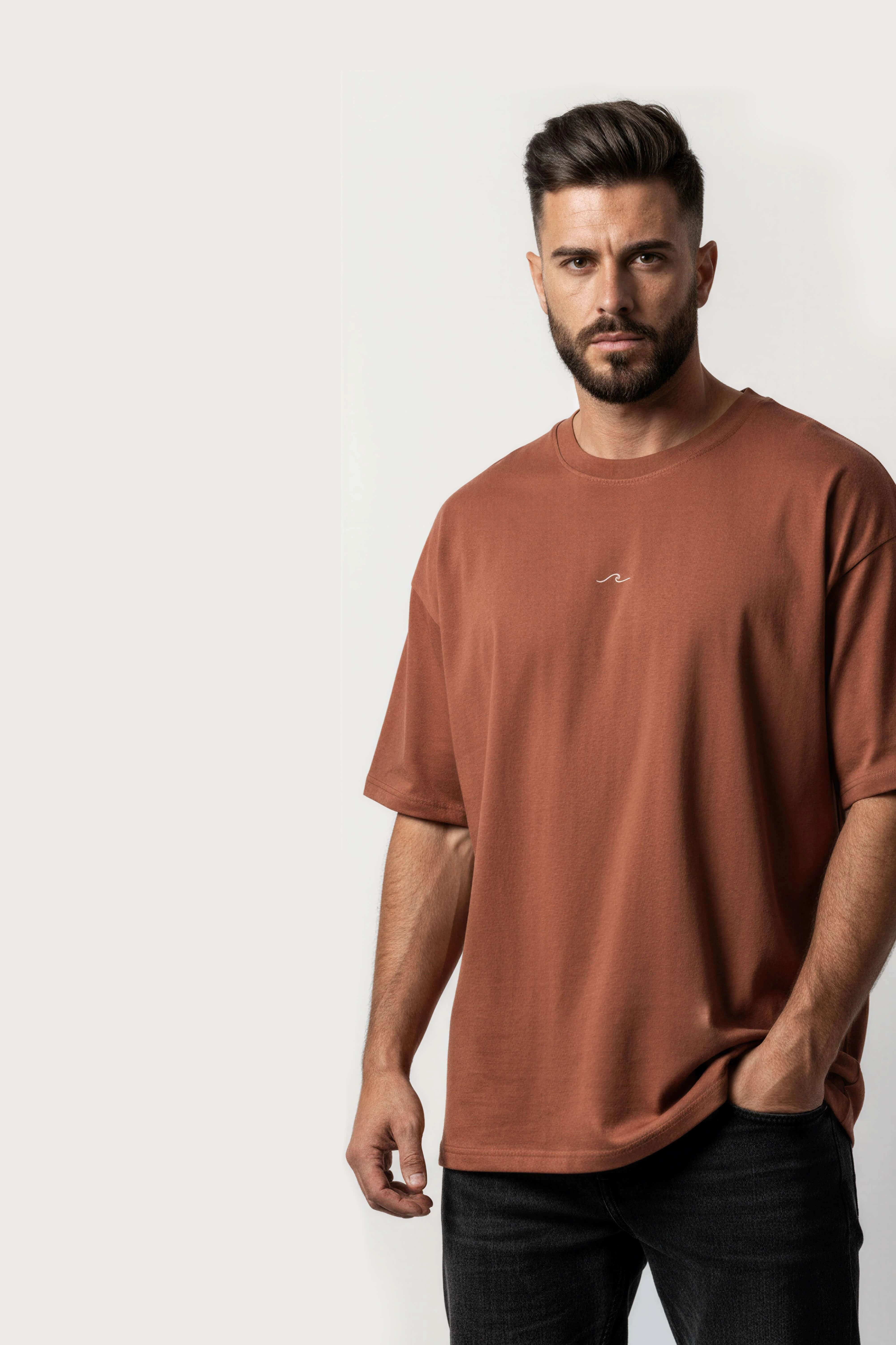Men's Brown Born to Discover Oversized T-Shirt