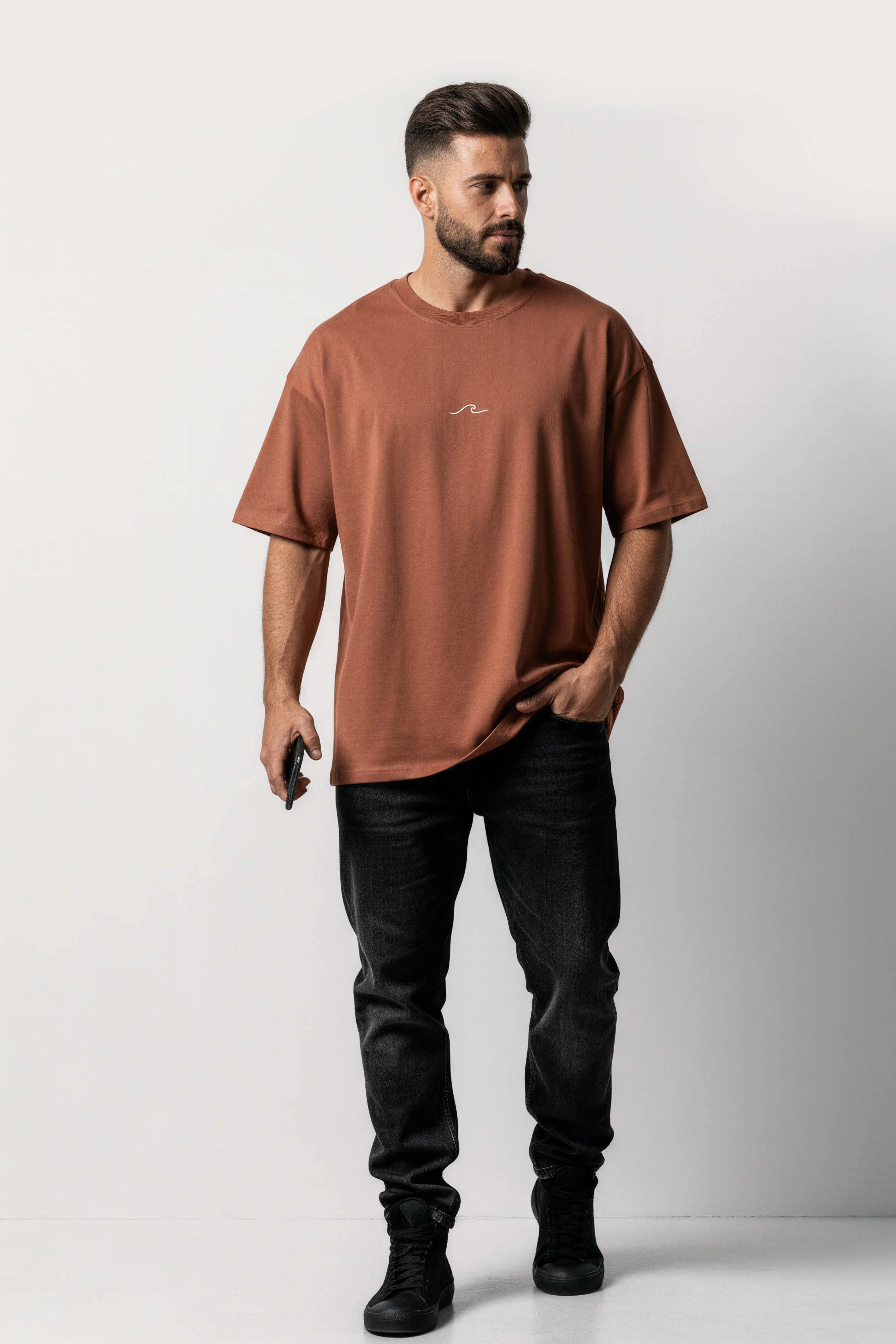 Men's Brown Born to Discover Oversized T-Shirt