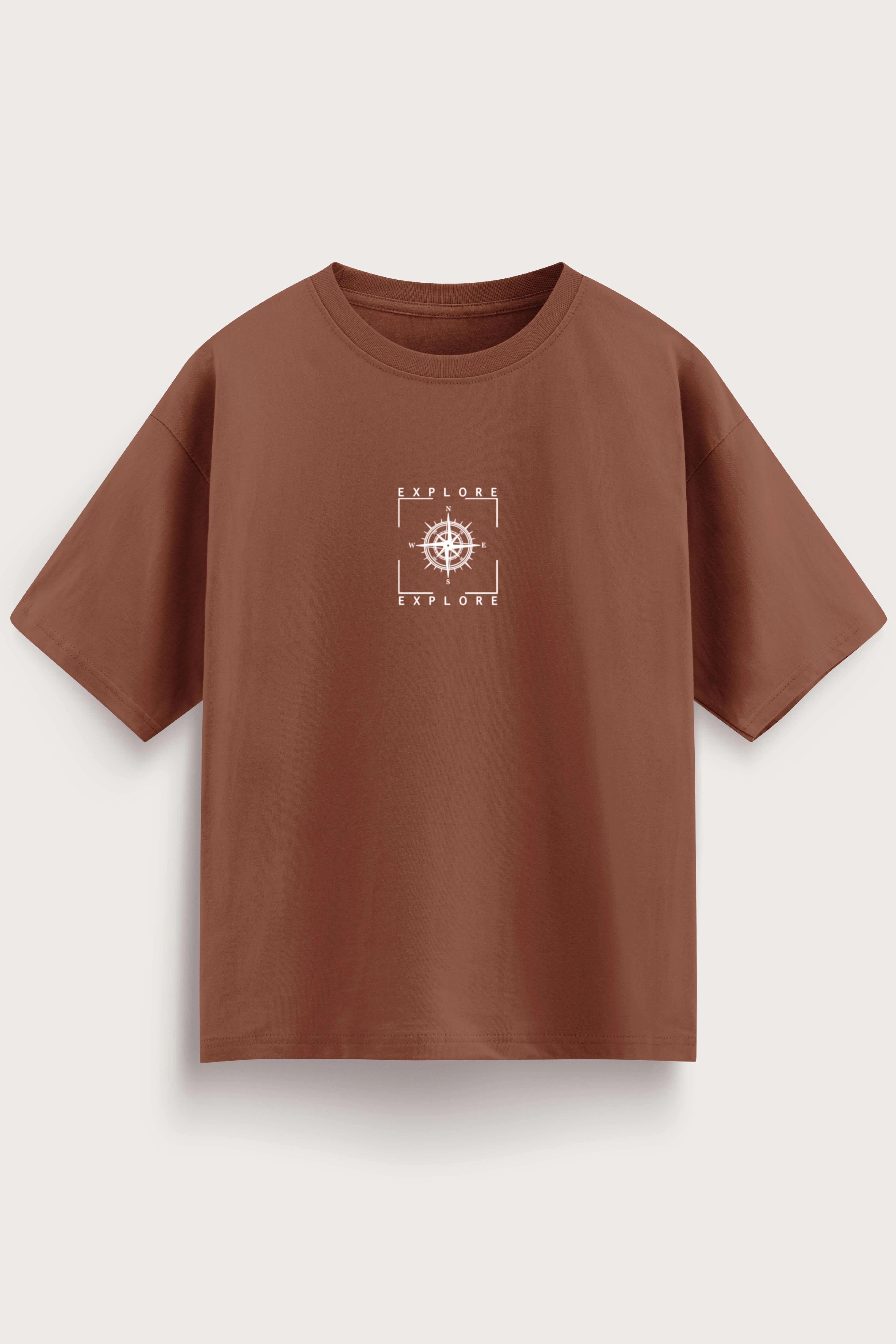 Men's Brown Explore Oversized T-Shirt